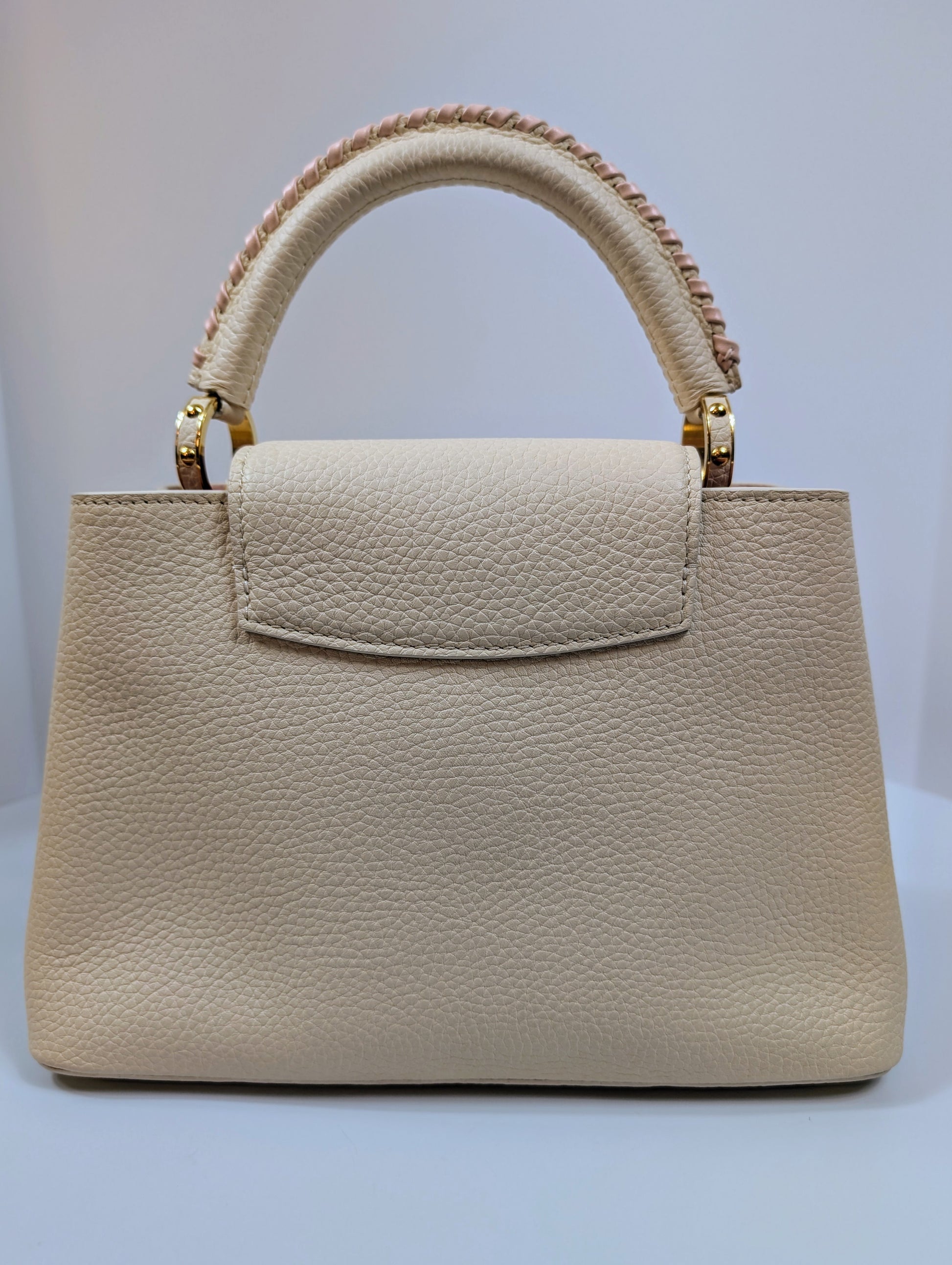 Louis Vuitton Rare Pink and Cream Capucines BB in Grained Taurillon Leather