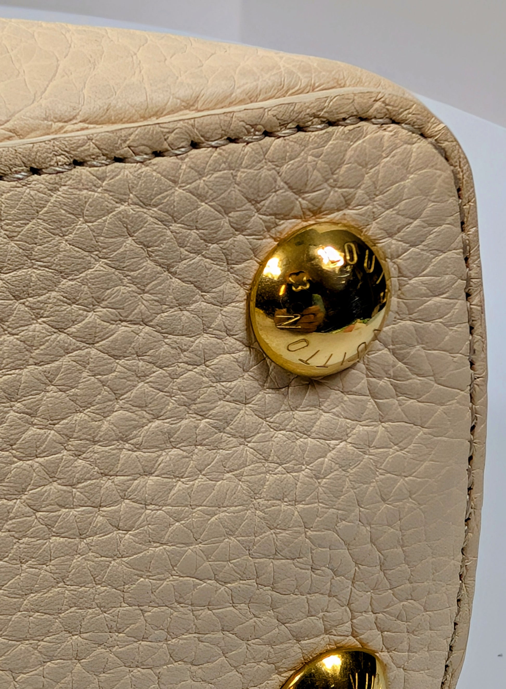Louis Vuitton Rare Pink and Cream Capucines BB in Grained Taurillon Leather