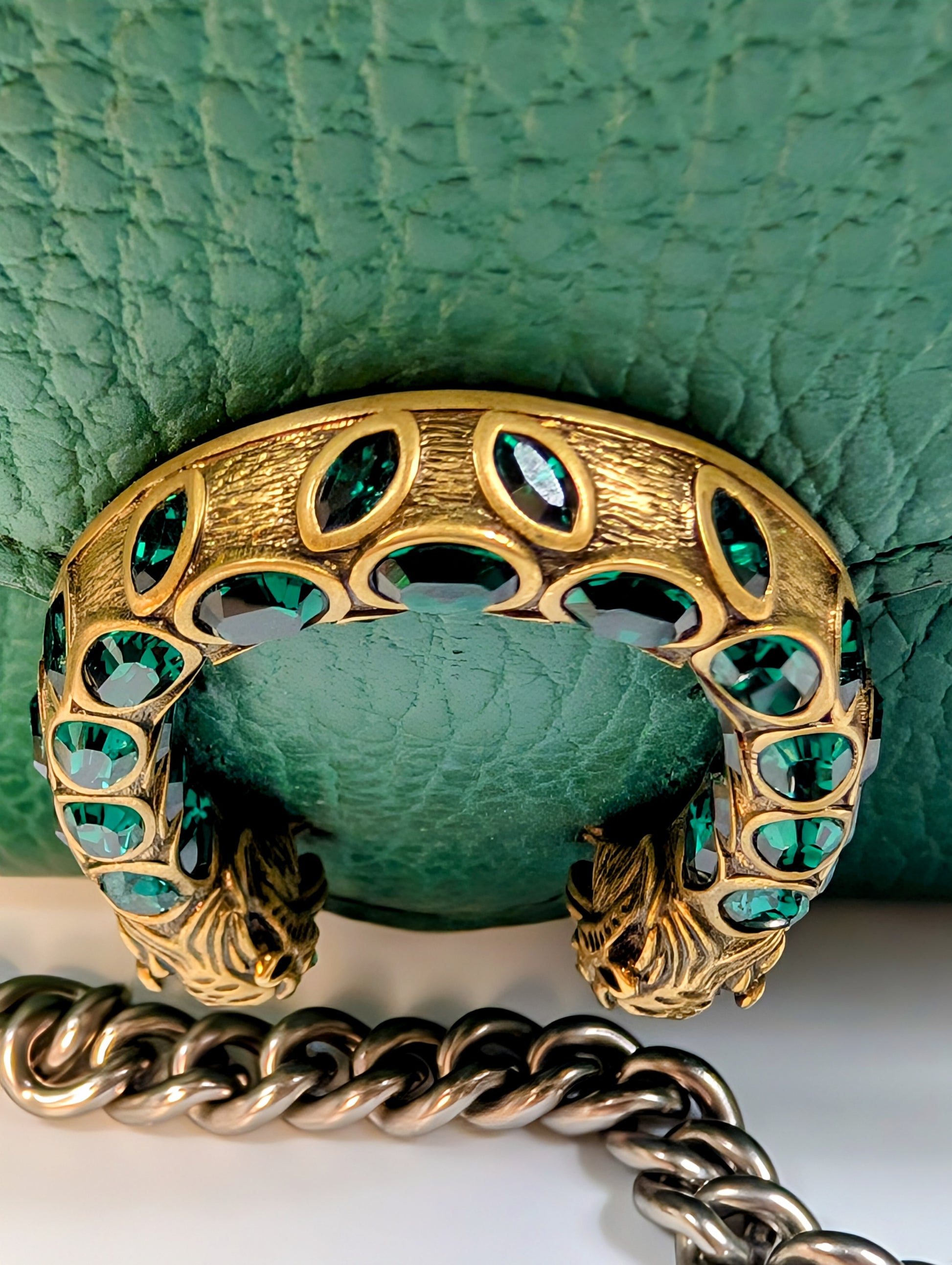 Gucci Green Dionysus Wallet on Chain (WOC) with Crystal Detail