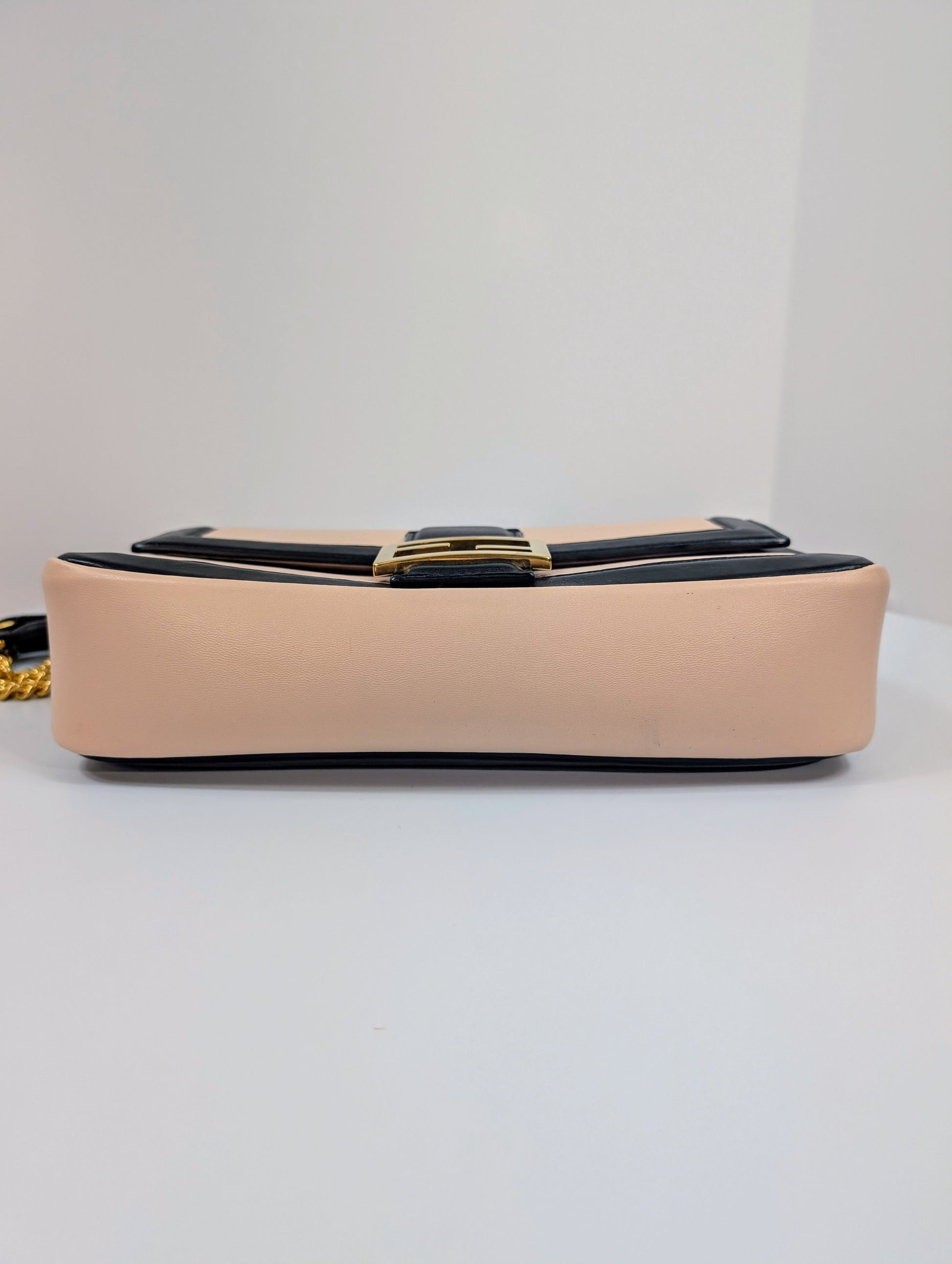 Fendi Bicolor Light Pink and Black Baguette Bag