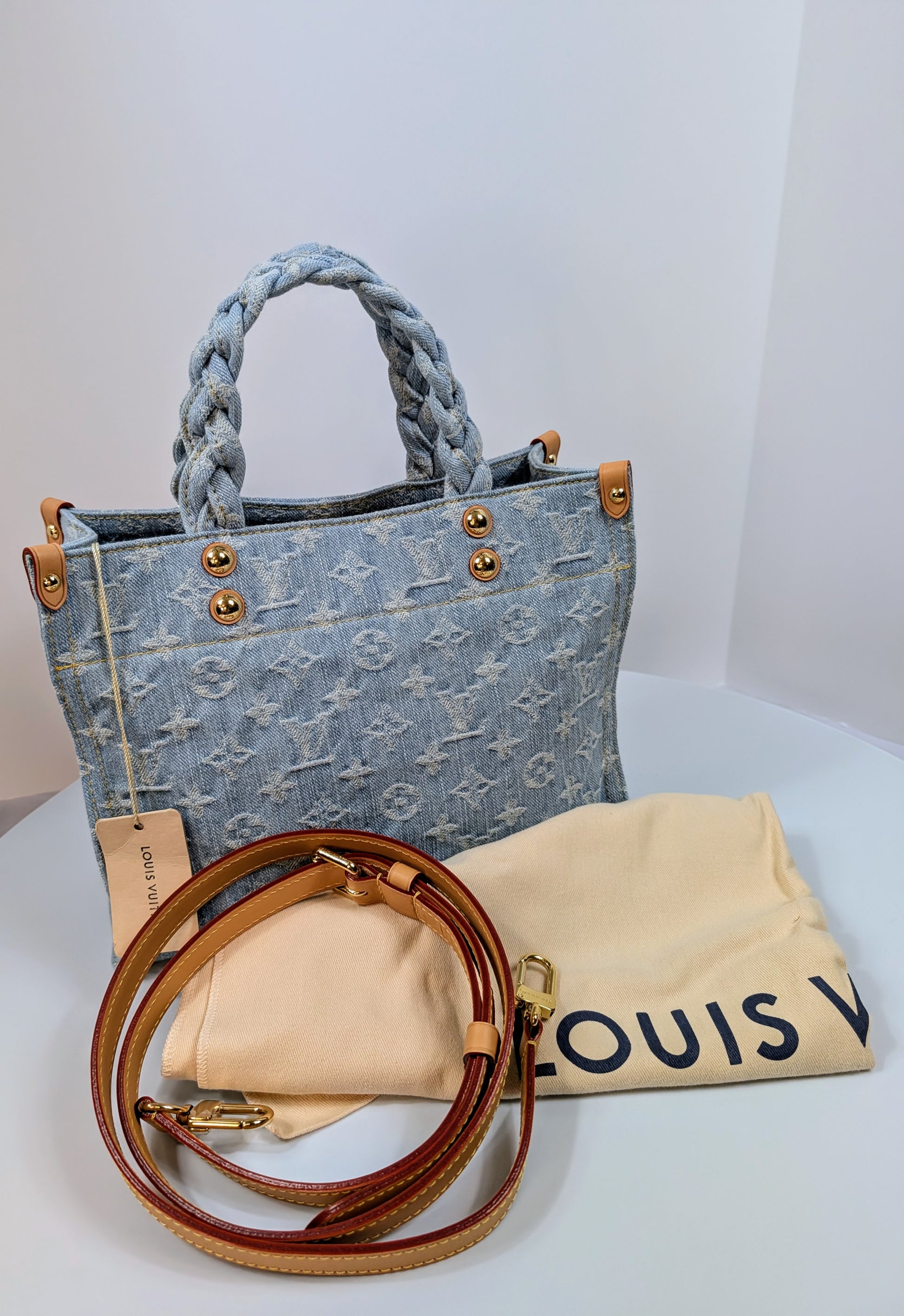 Louis Vuitton "Sky Denim" Jacquard Denim OnTheGo PM Tote Bag