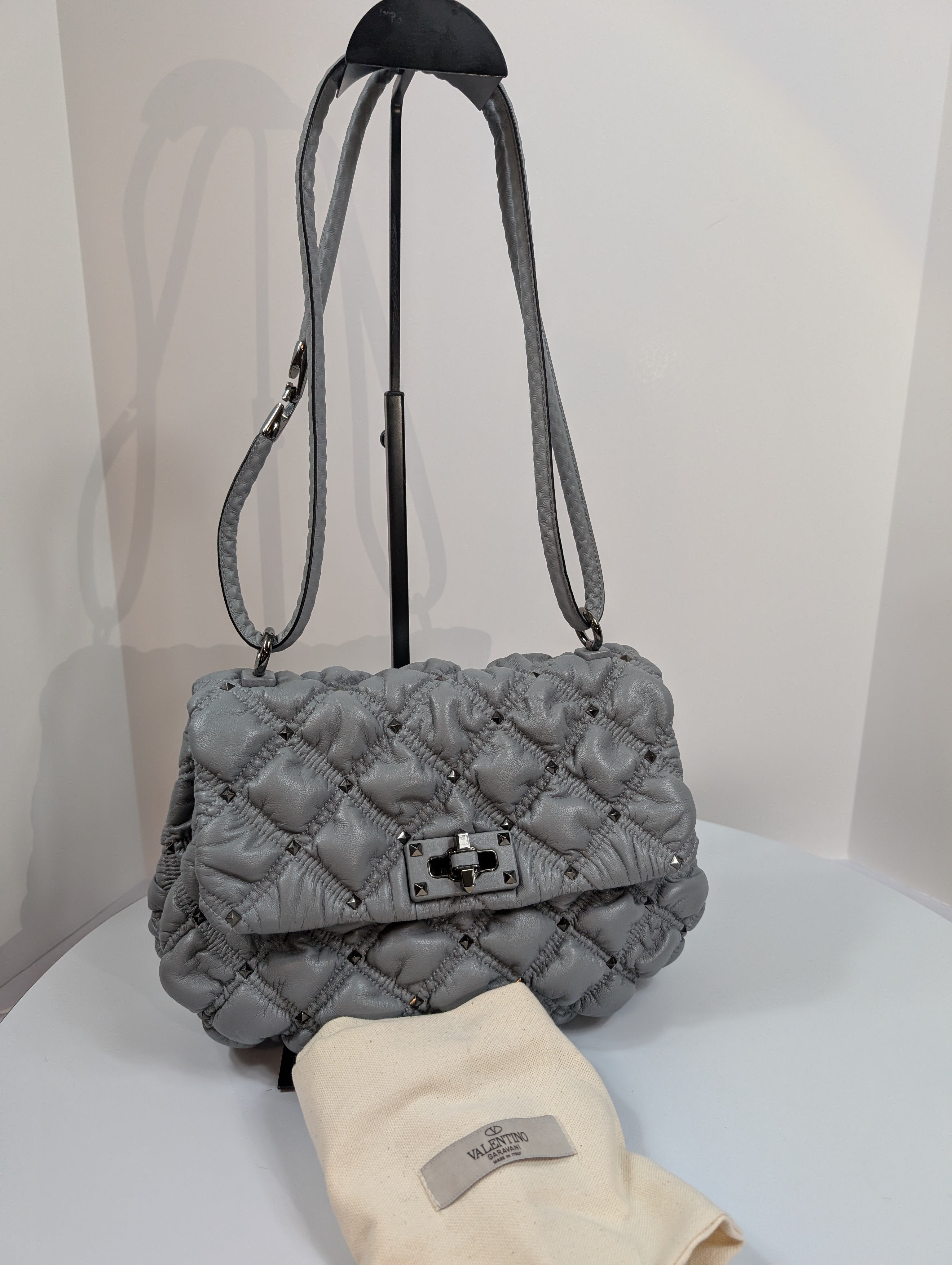 Valentino Garavani Blue/Grey Roman Stud Shoulder Bag