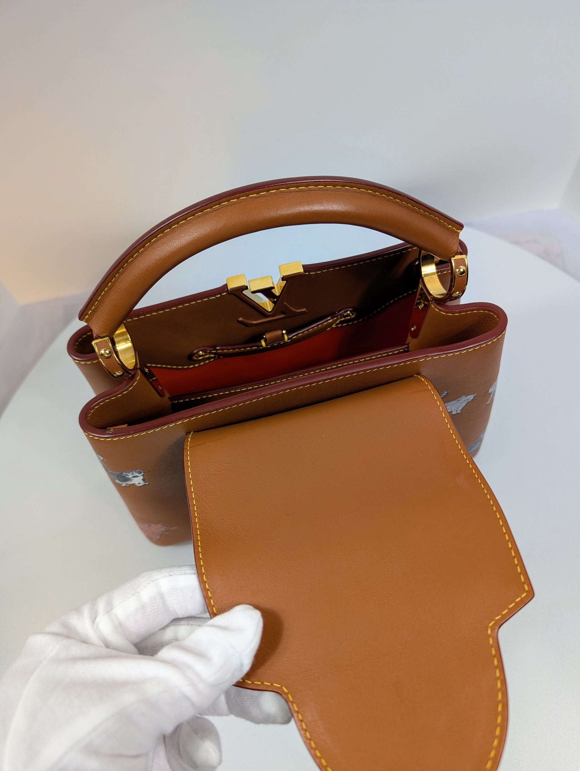 Louis Vuitton Rare Brown Capucines MM "Catogram" Bag