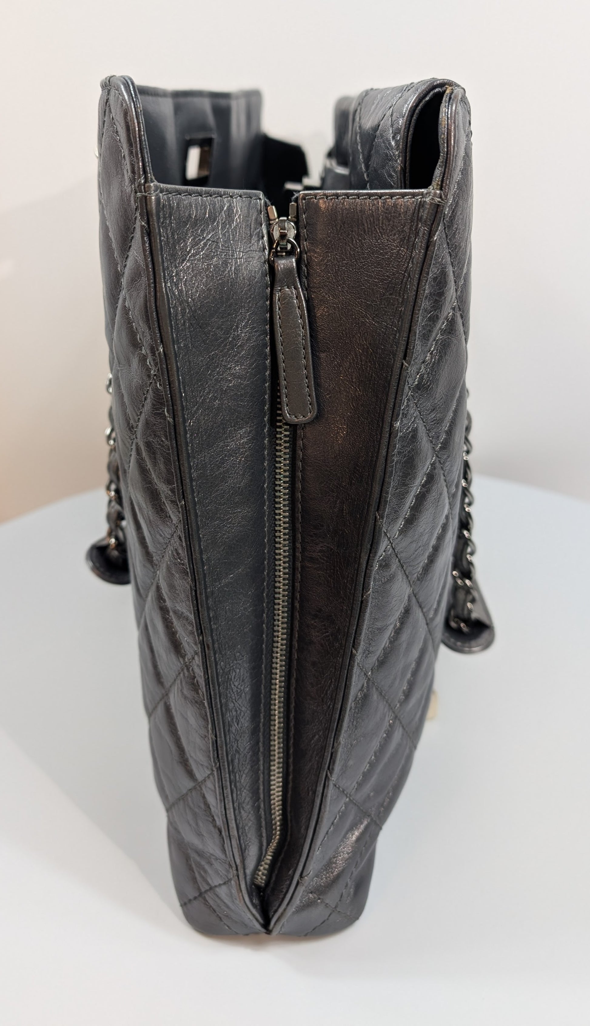 Chanel Reissue 2.55 Dark Grey/Anthracite Shopping Tote in Aged Calfskin