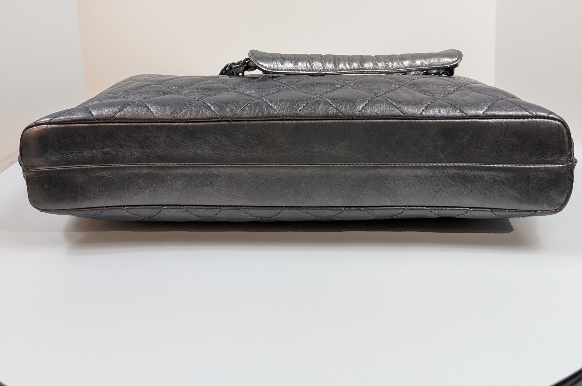 Chanel Reissue 2.55 Dark Grey/Anthracite Shopping Tote in Aged Calfskin