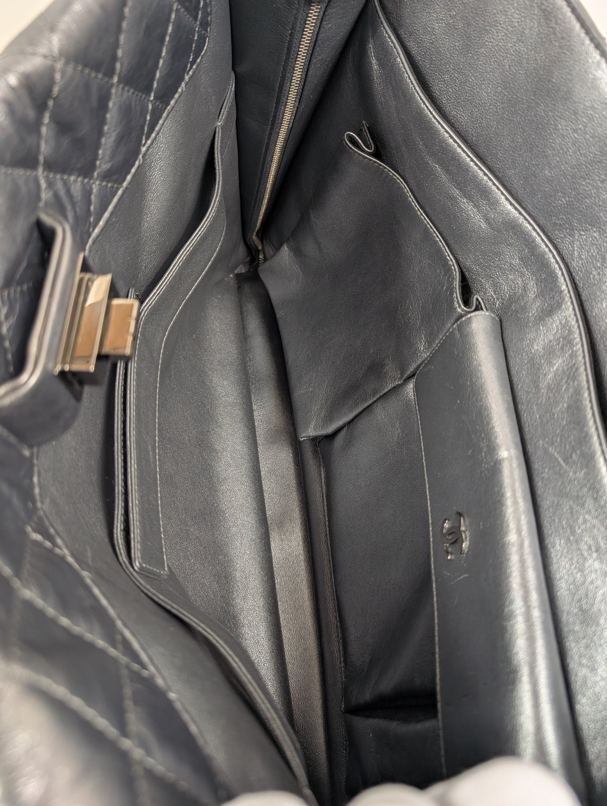 Chanel Reissue 2.55 Dark Grey/Anthracite Shopping Tote in Aged Calfskin