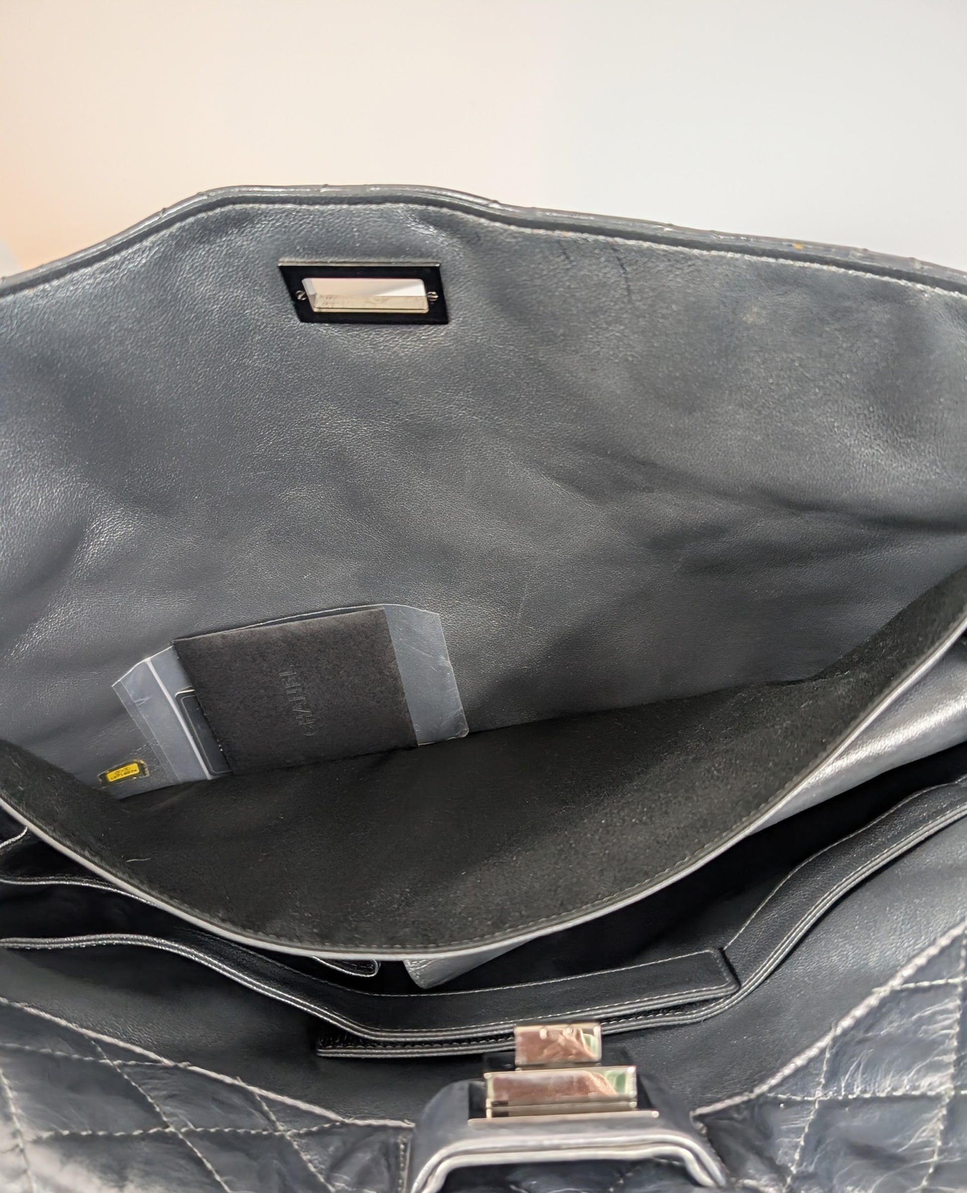 Chanel Reissue 2.55 Dark Grey/Anthracite Shopping Tote in Aged Calfskin