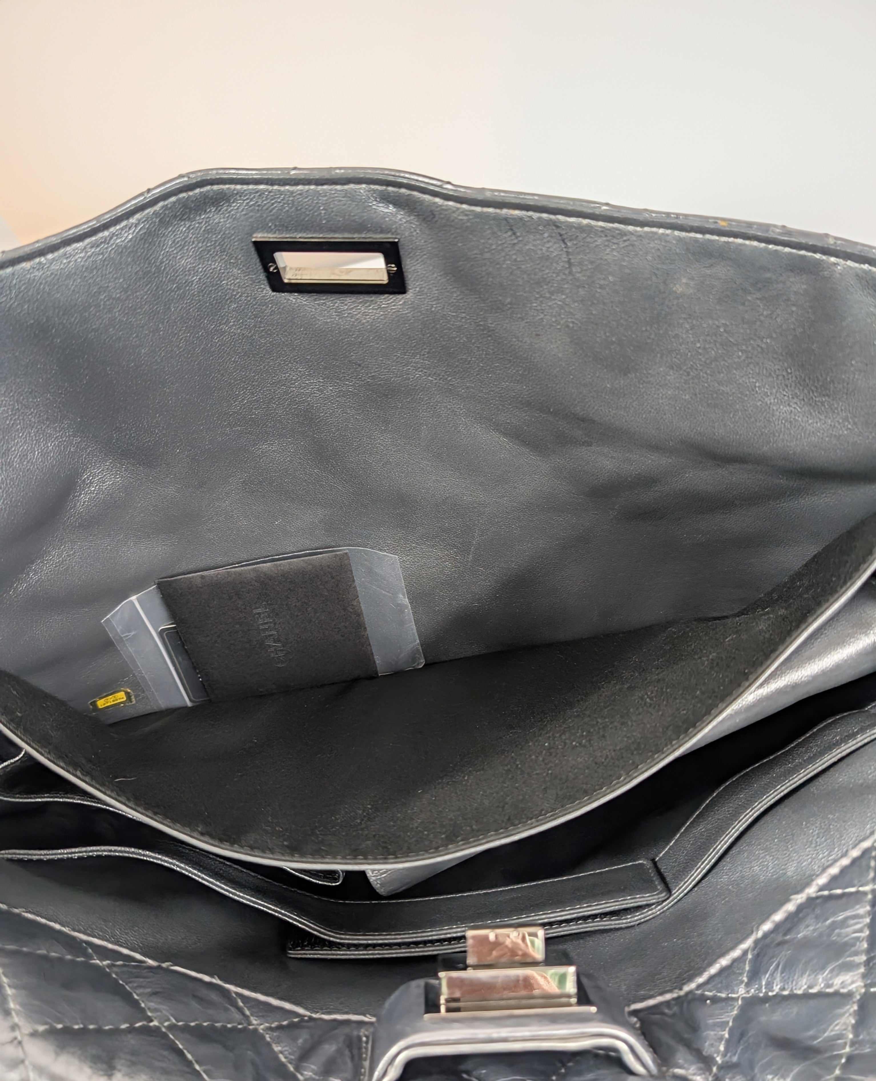 Chanel Reissue 2.55 Dark Grey Anthracite Shopping Tote in Aged Calfskin