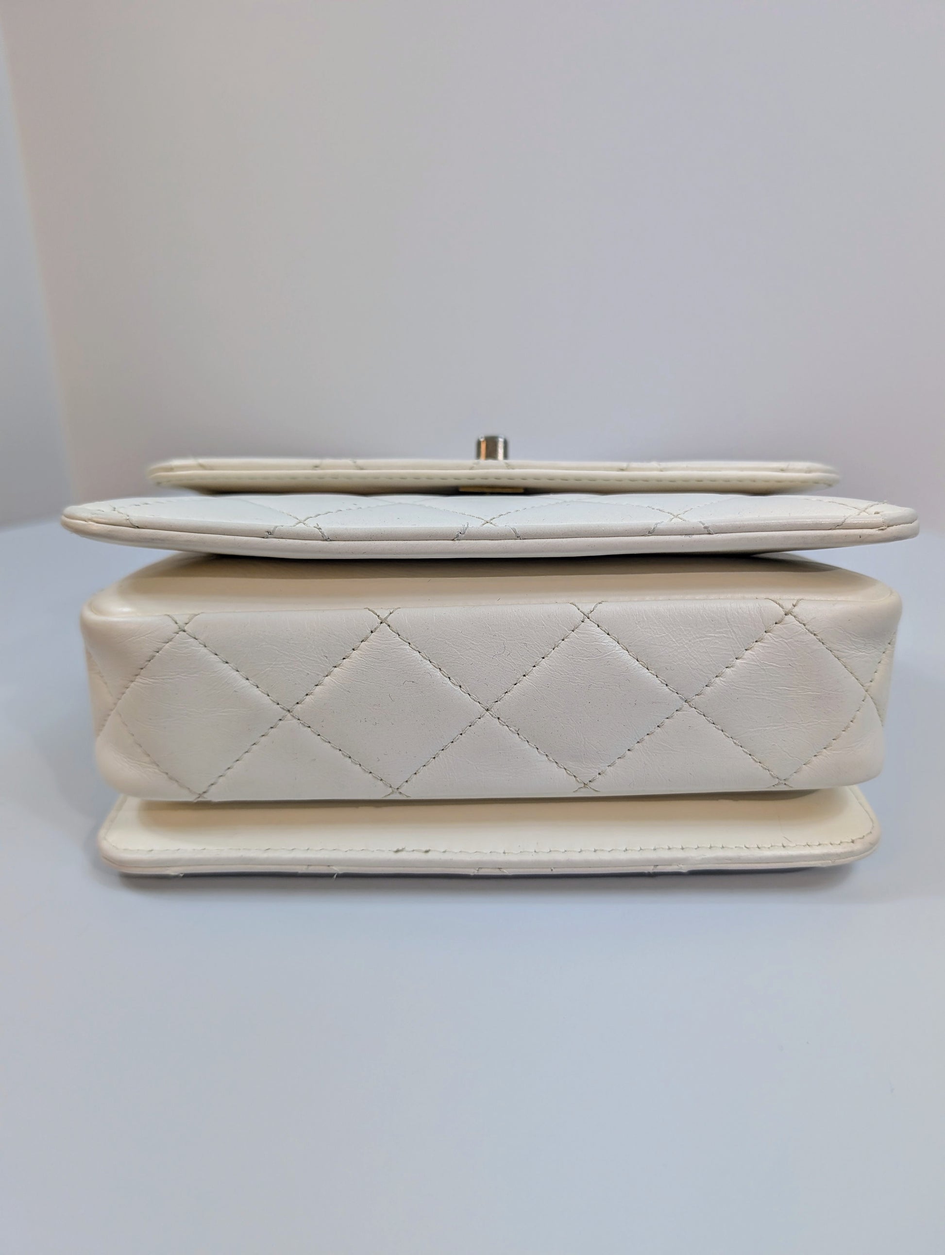 Chanel 19 White Lambskin Small Flap Bag with Pink/Blue Hardware