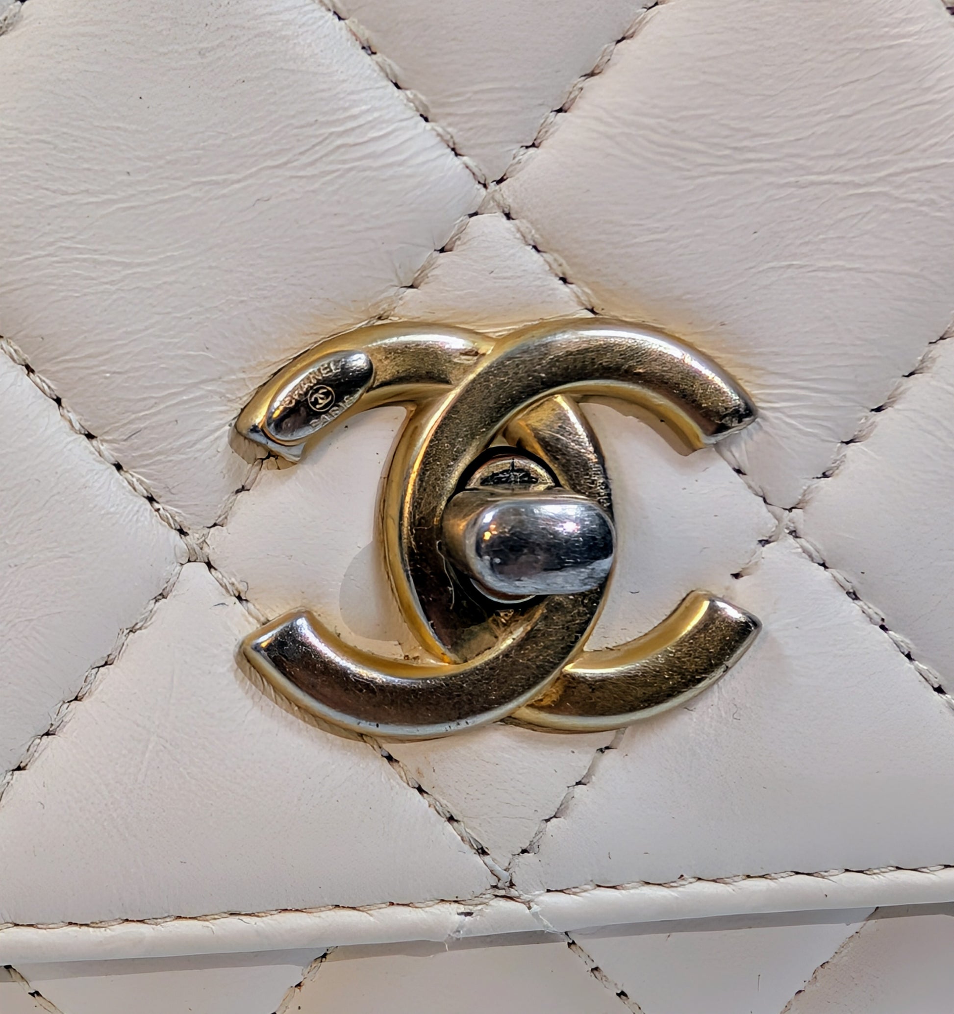 Chanel 19 White Lambskin Small Flap Bag with Pink/Blue Hardware