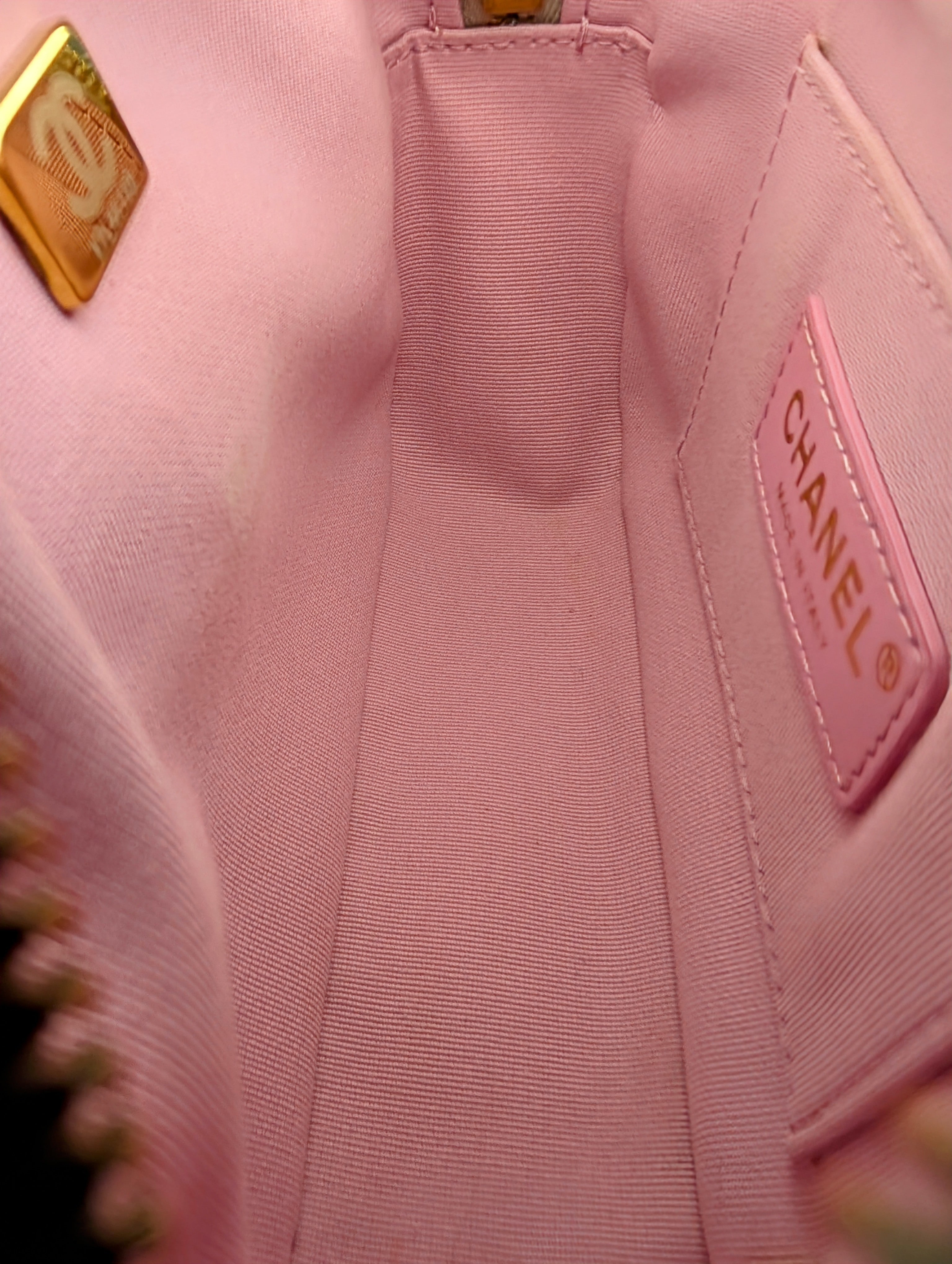 Chanel Tricolor Pink Black Beige Quilted Mini Camera Bag