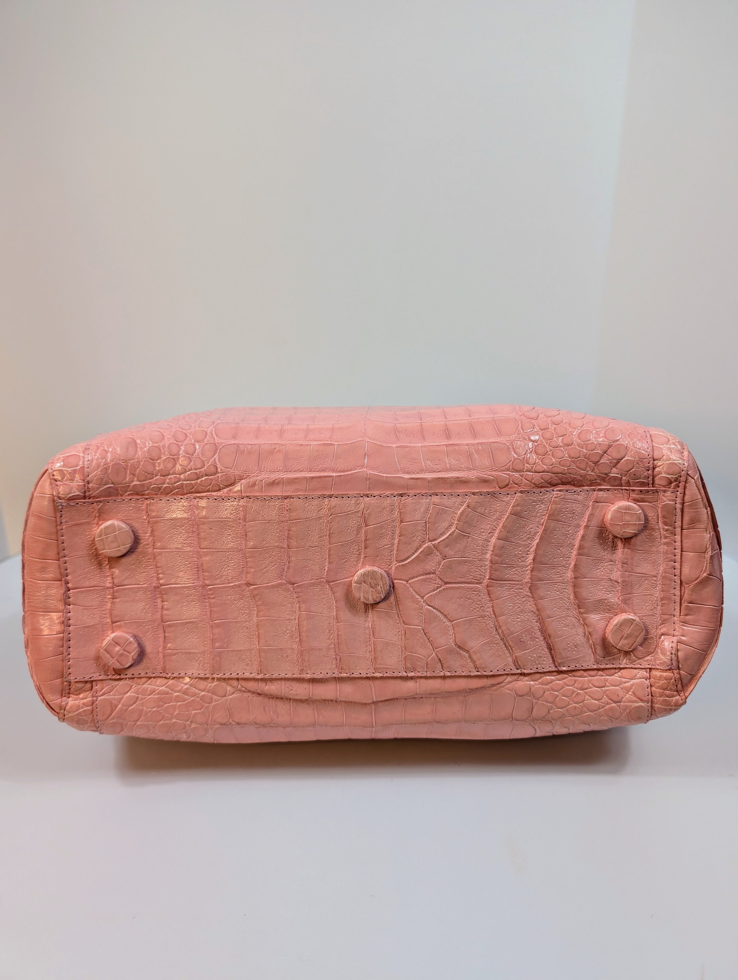 Nancy Gonzales Pink Crocodile Top Handle Bag