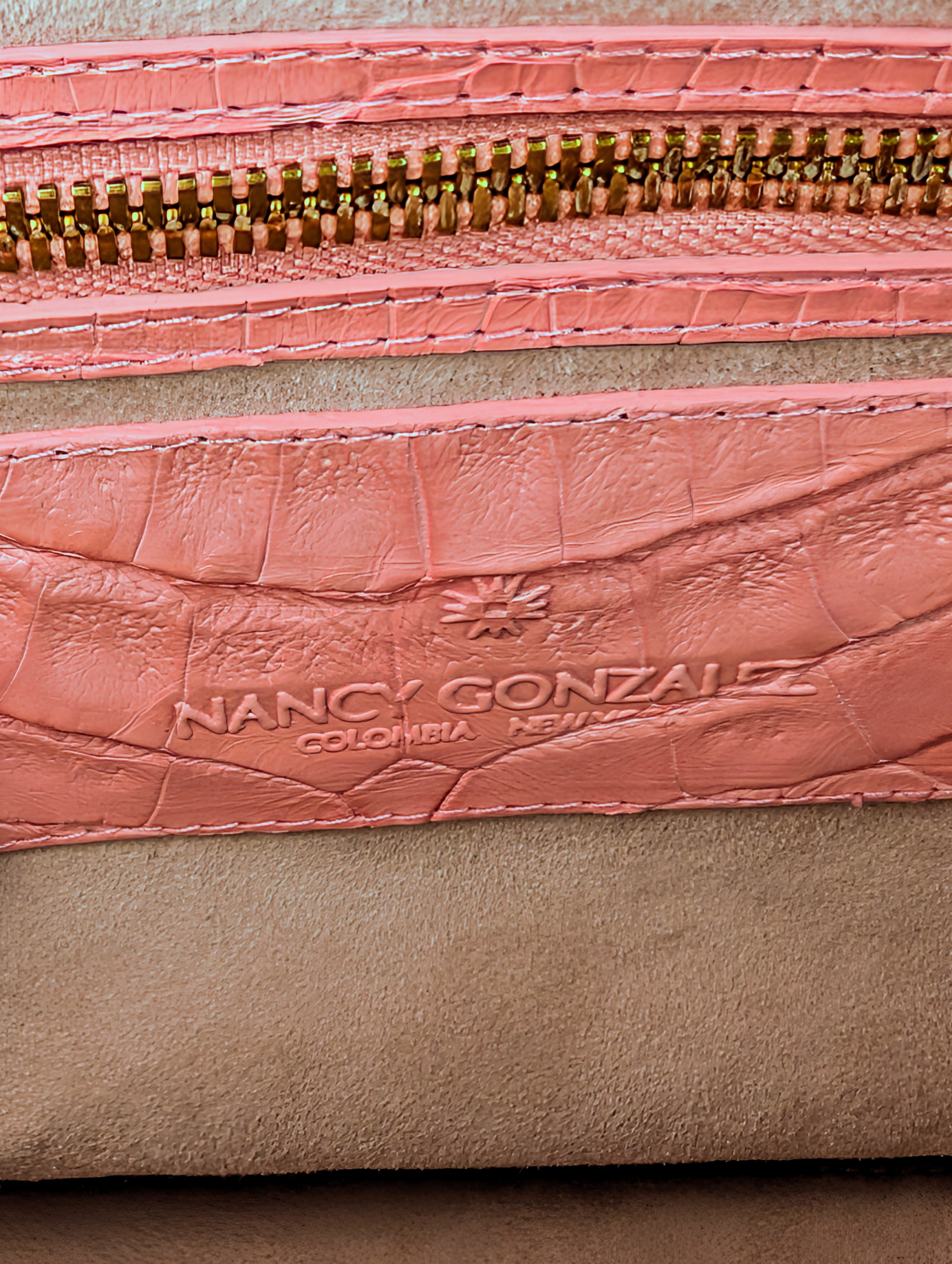 Nancy Gonzales Pink Crocodile Top Handle Bag