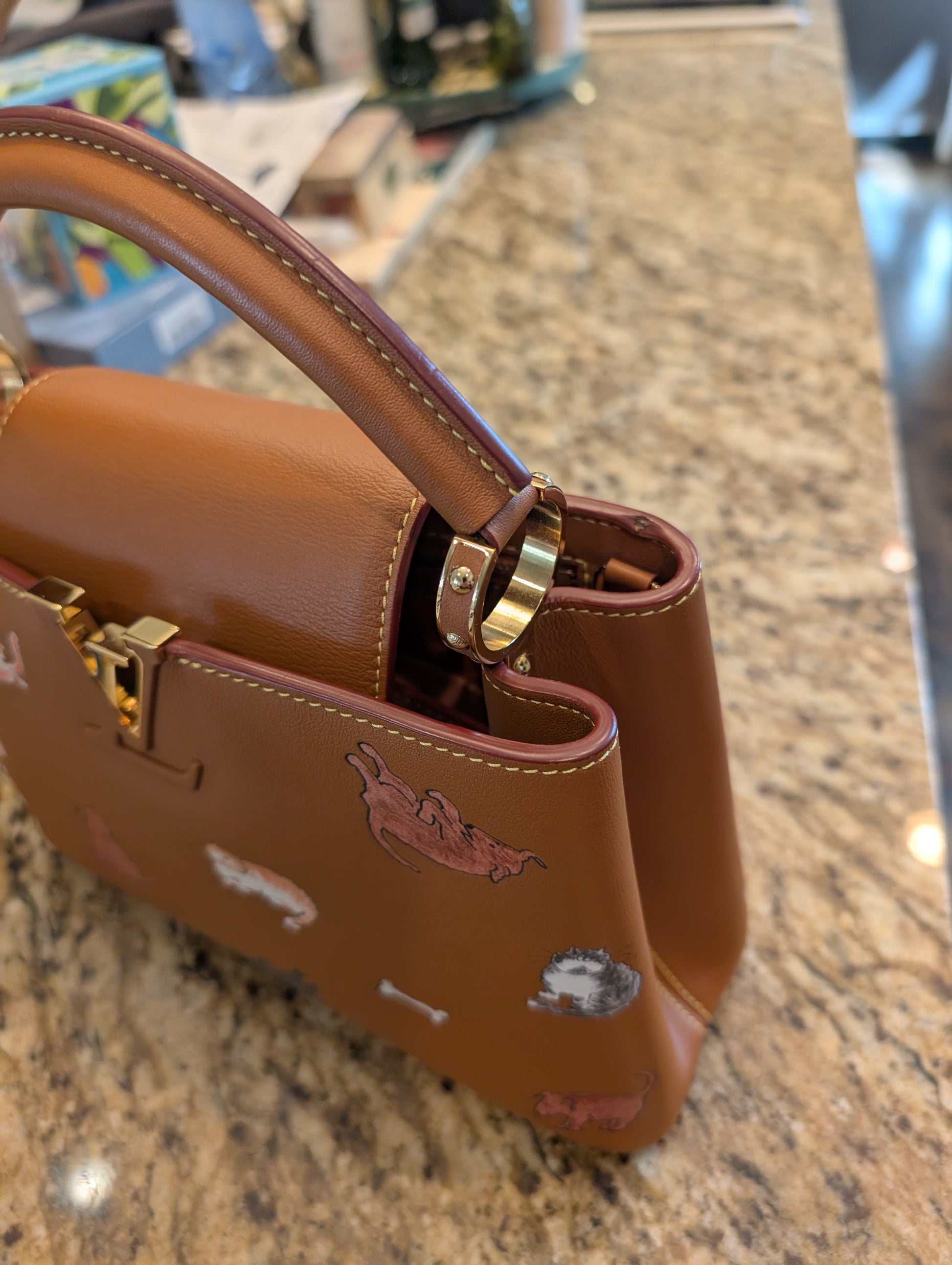 Louis Vuitton Rare Brown Capucines MM "Catogram" Bag