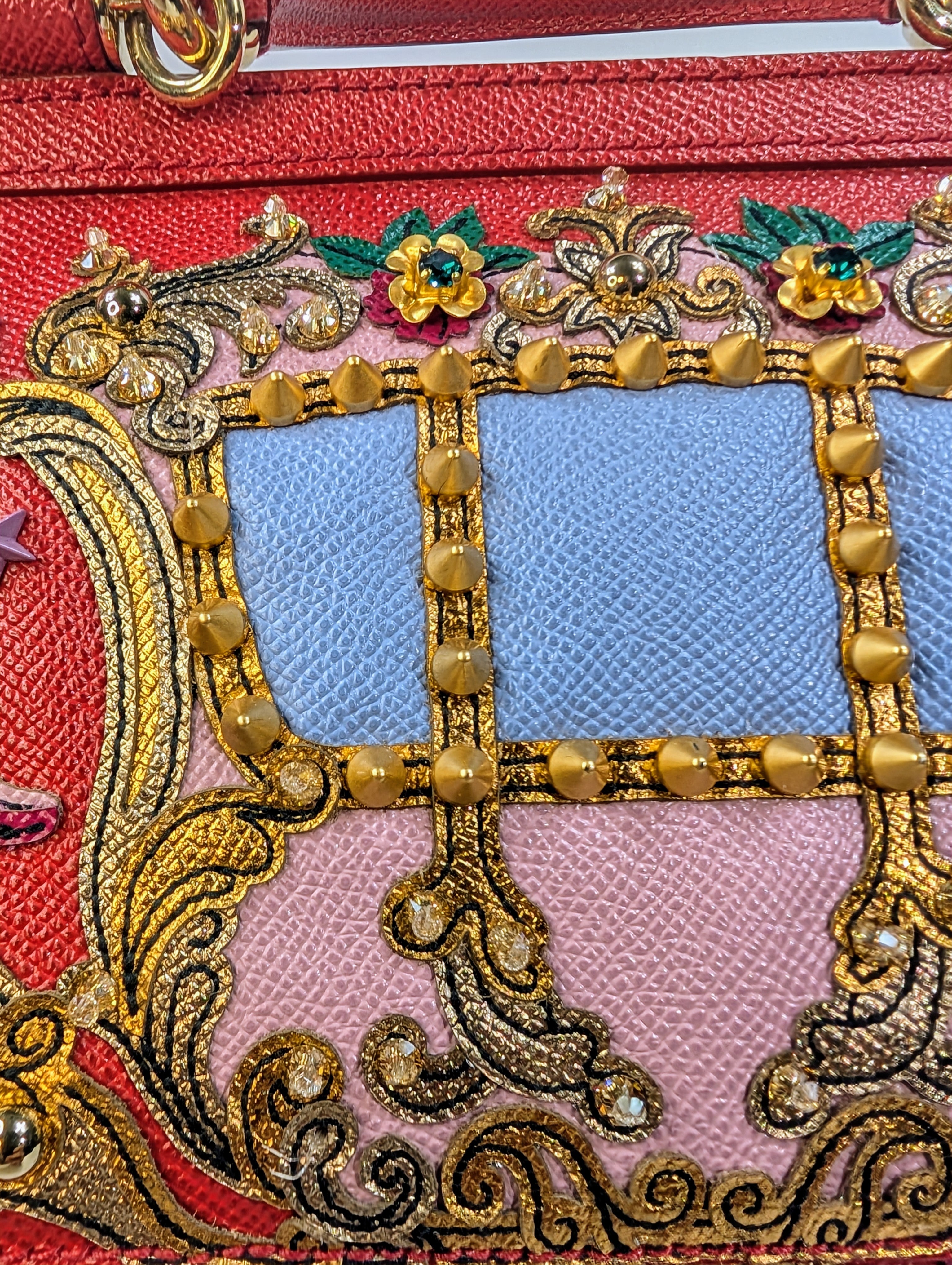 Dolce & Gabbana Red Sicily Bag with Carriage Embellishment