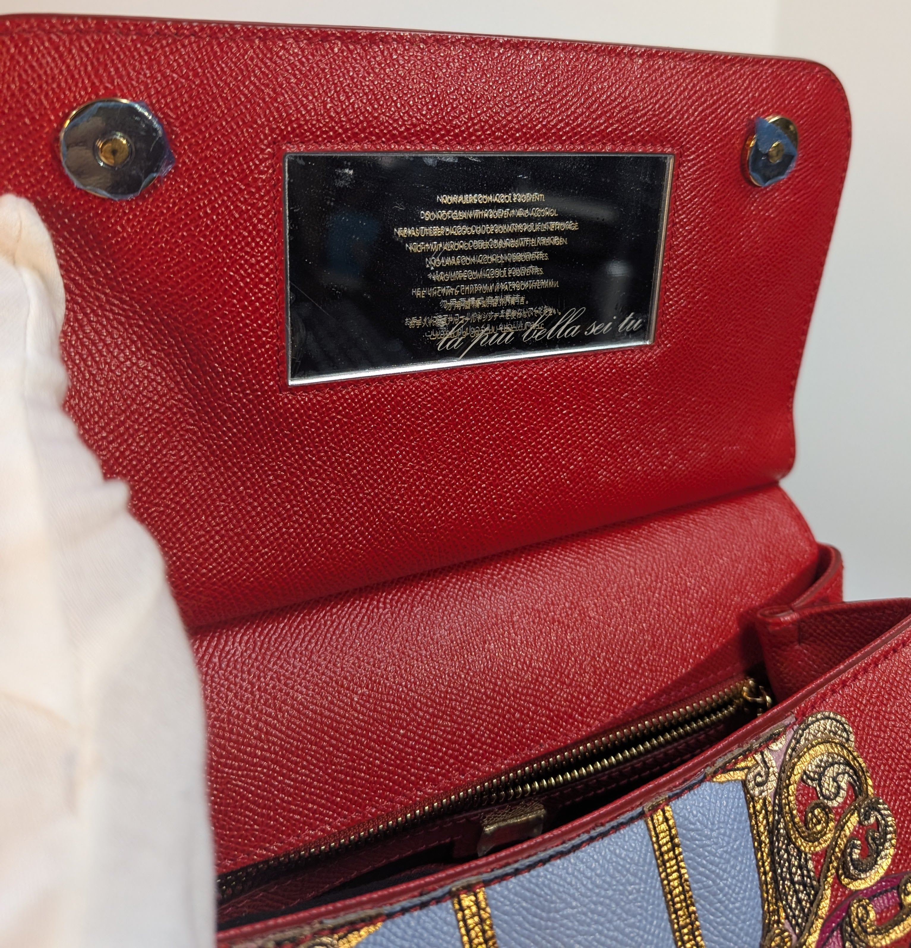 Dolce & Gabbana Red Sicily Bag with Carriage Embellishment