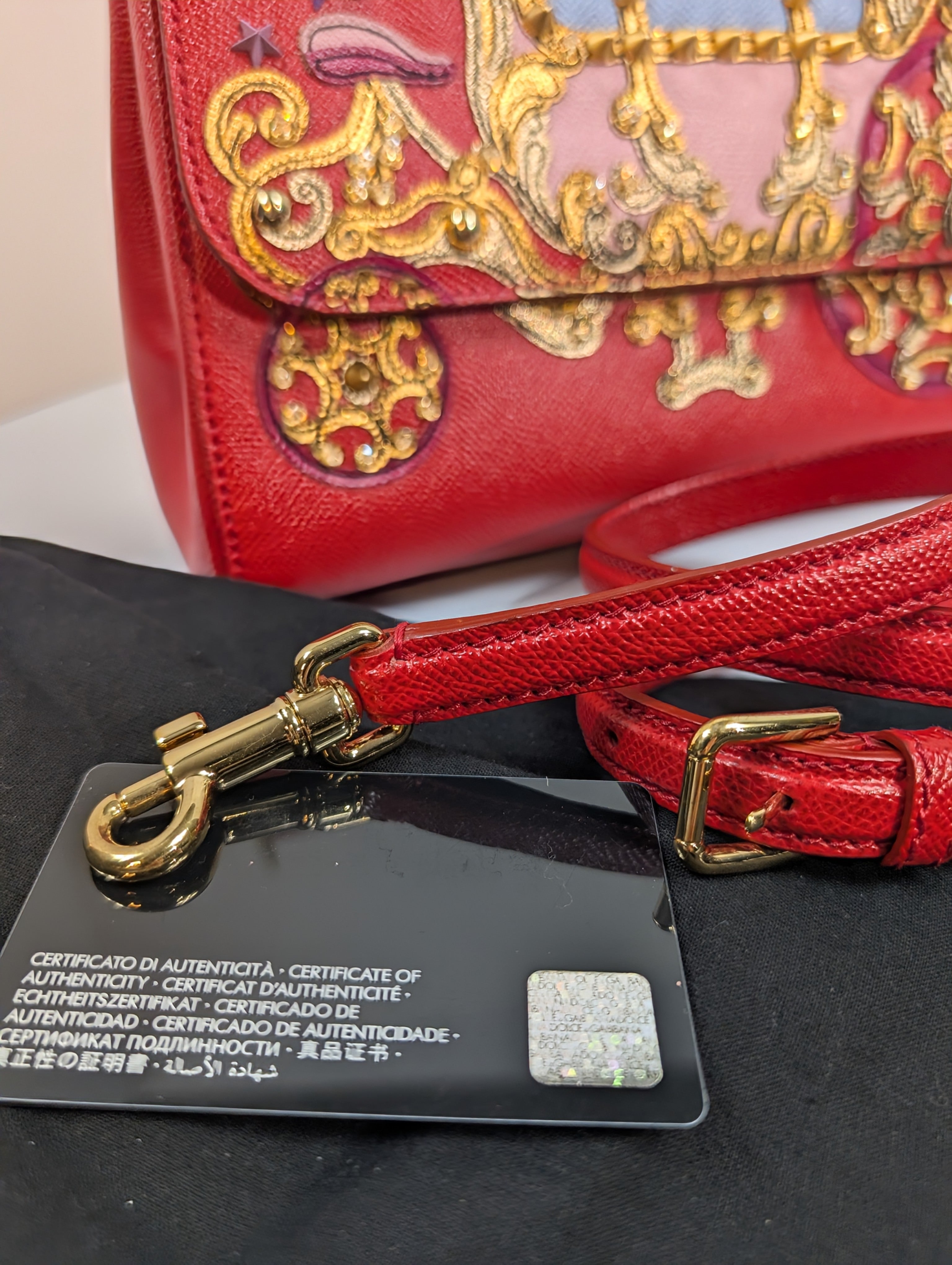 Dolce & Gabbana Red Sicily Bag with Carriage Embellishment