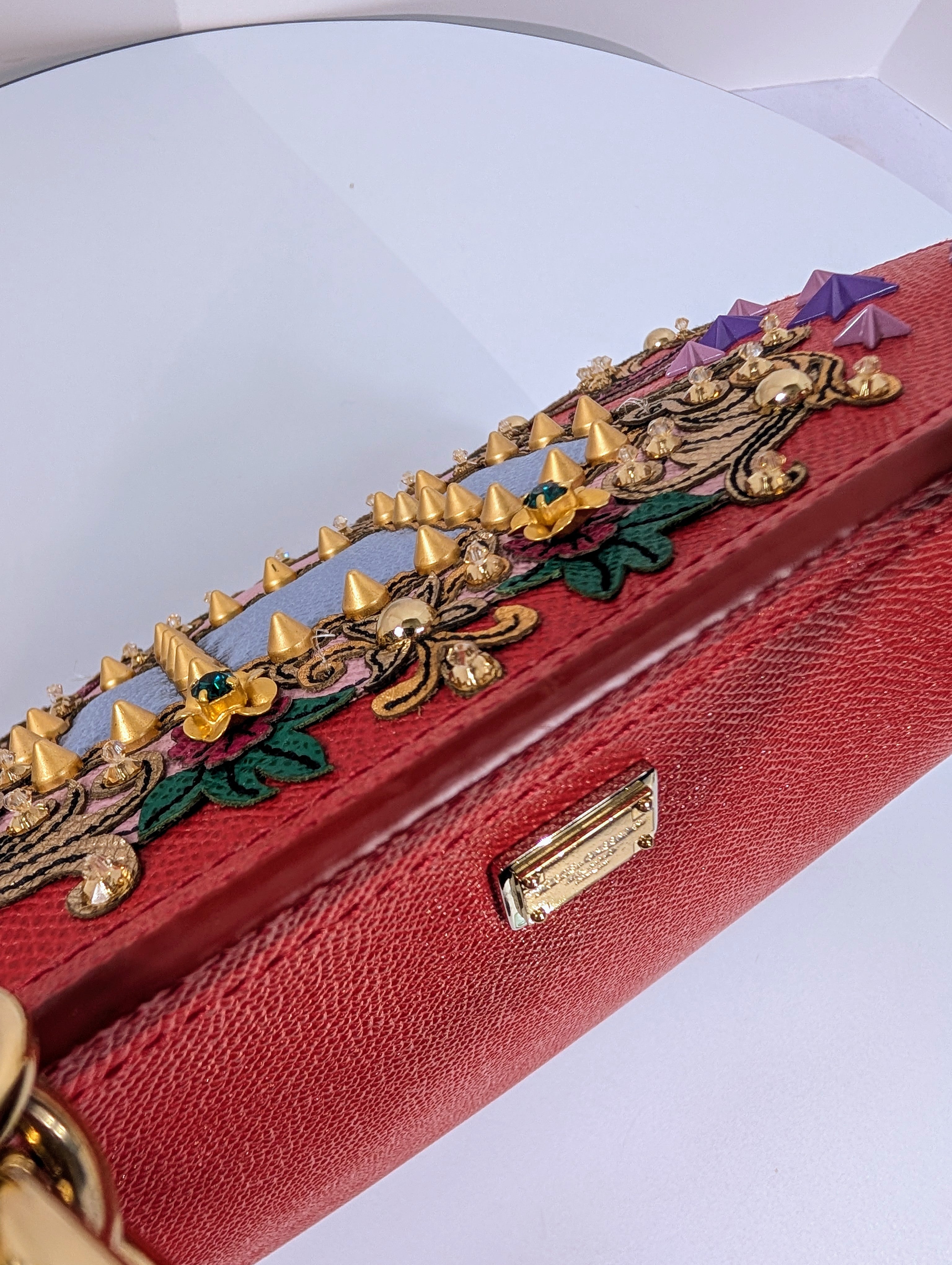 Dolce & Gabbana Red Sicily Bag with Carriage Embellishment