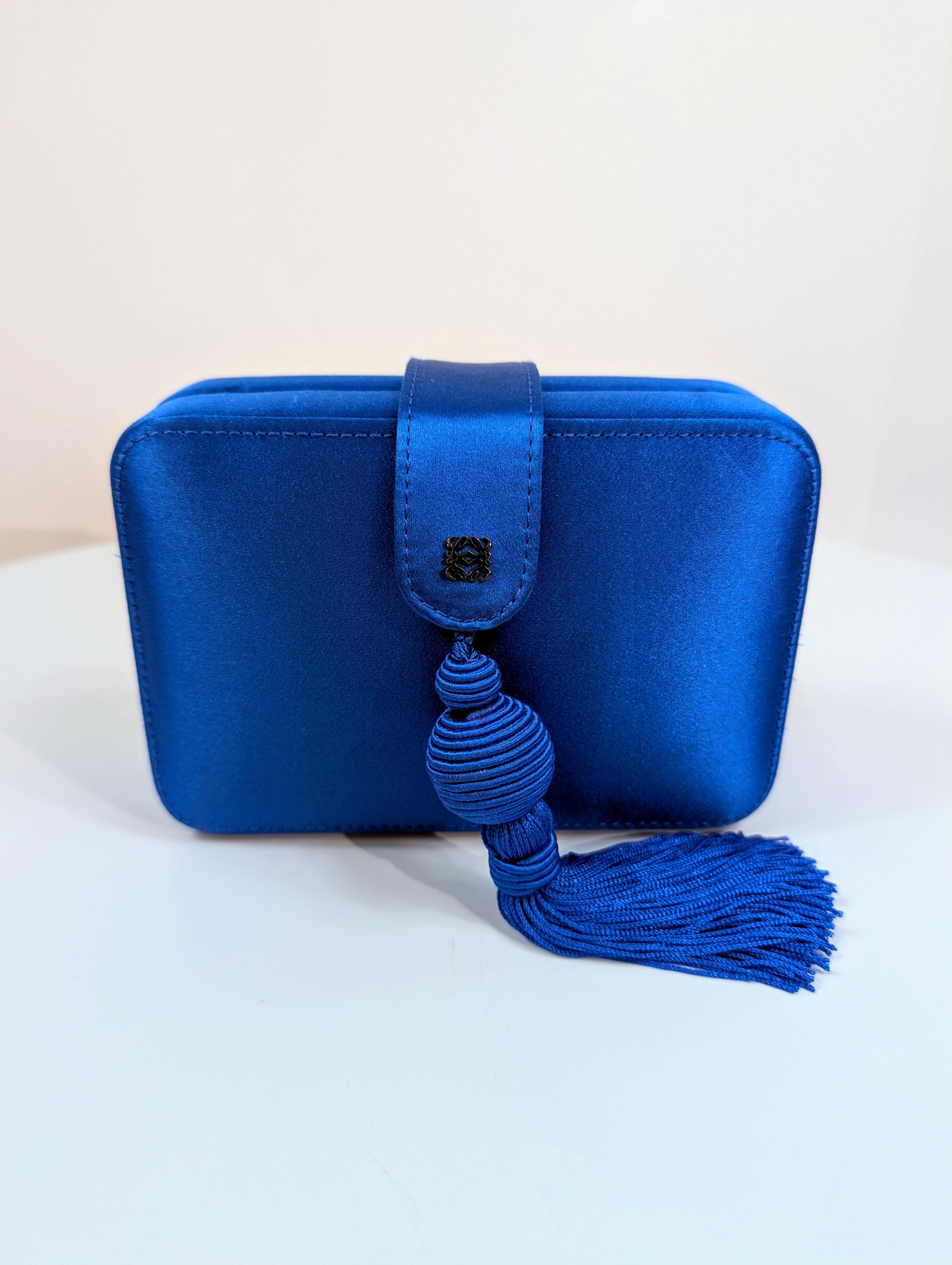 Loewe Blue Box Chain Clutch with Tassel