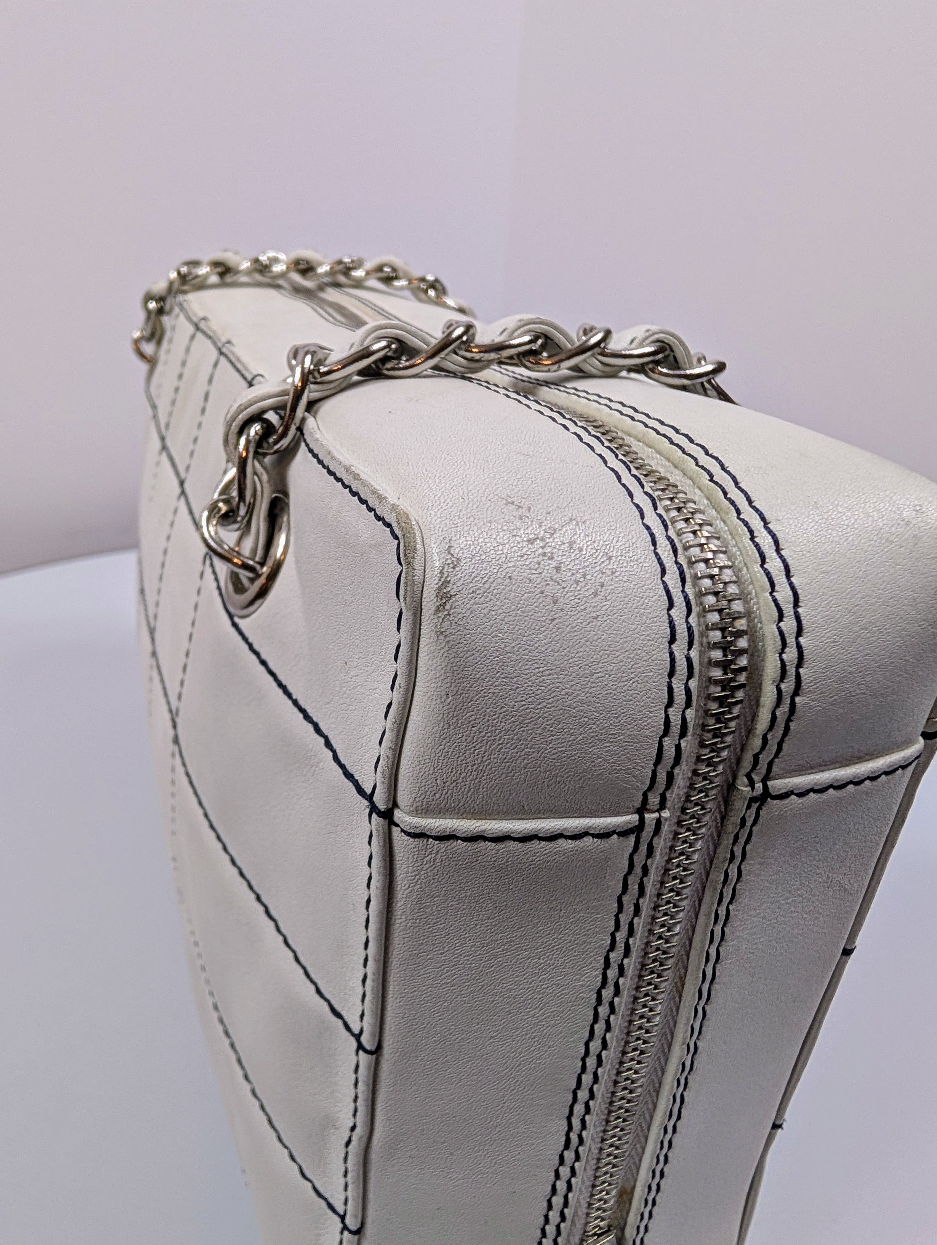 Chanel Vintage White Chocolate Bar/Camera Shoulder Bag