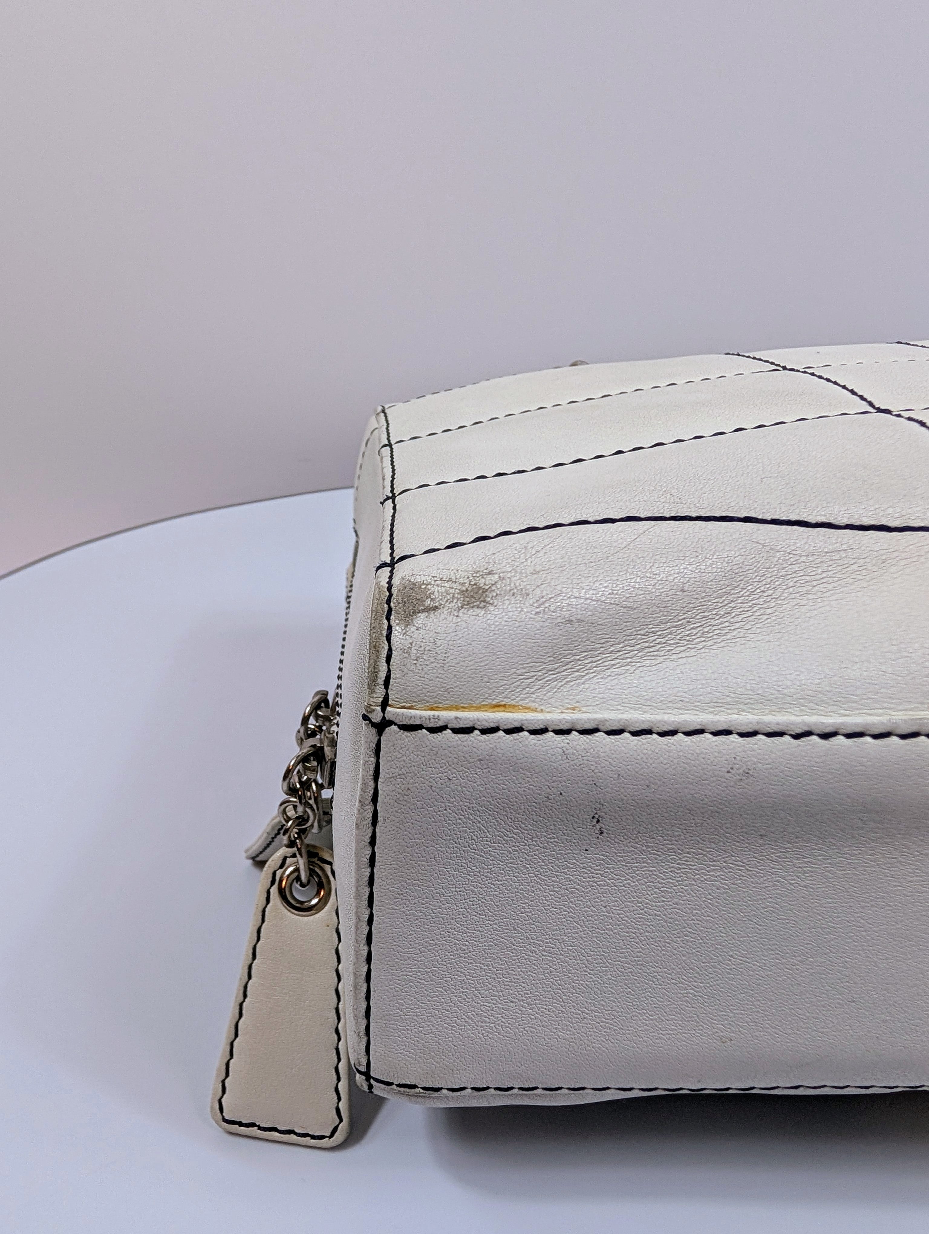 Chanel Vintage White Chocolate Bar/Camera Shoulder Bag