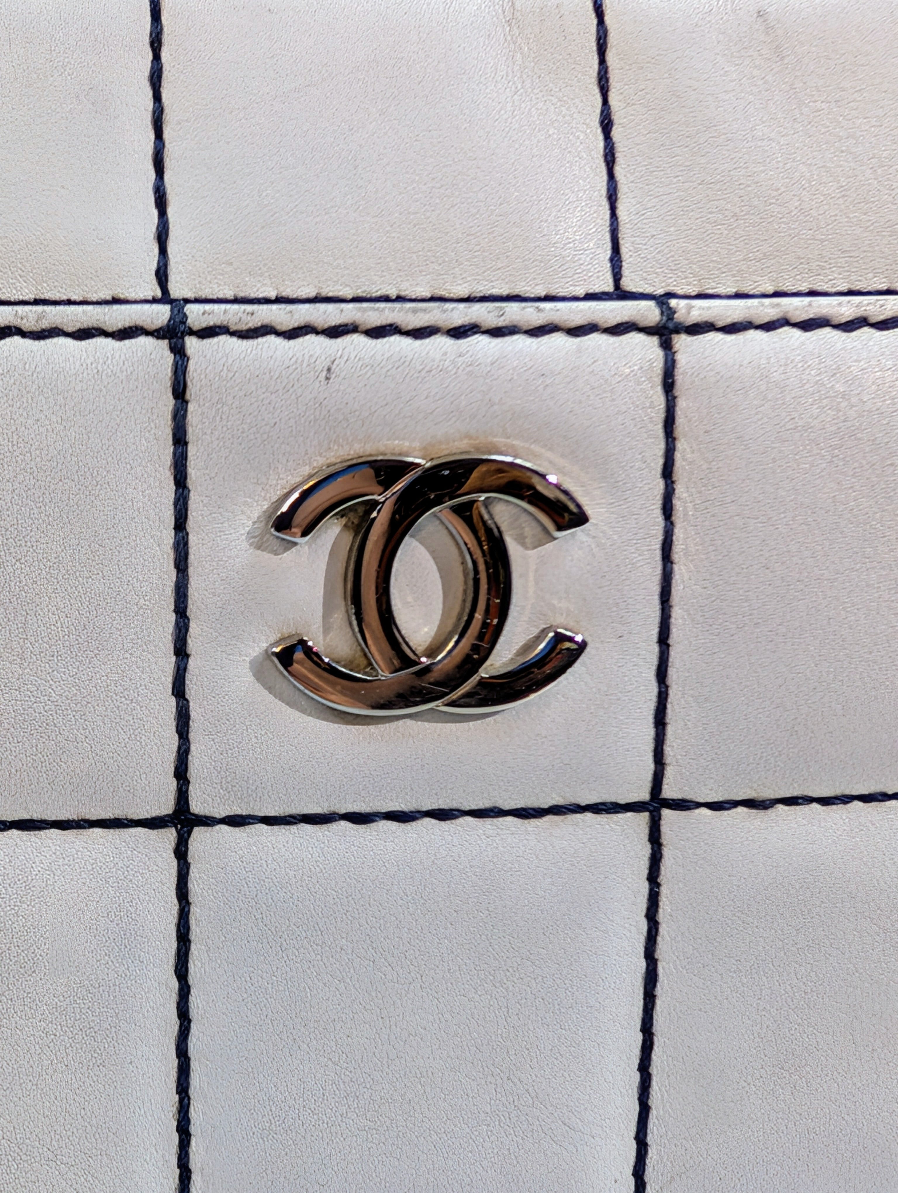 Chanel Vintage White Chocolate Bar/Camera Shoulder Bag