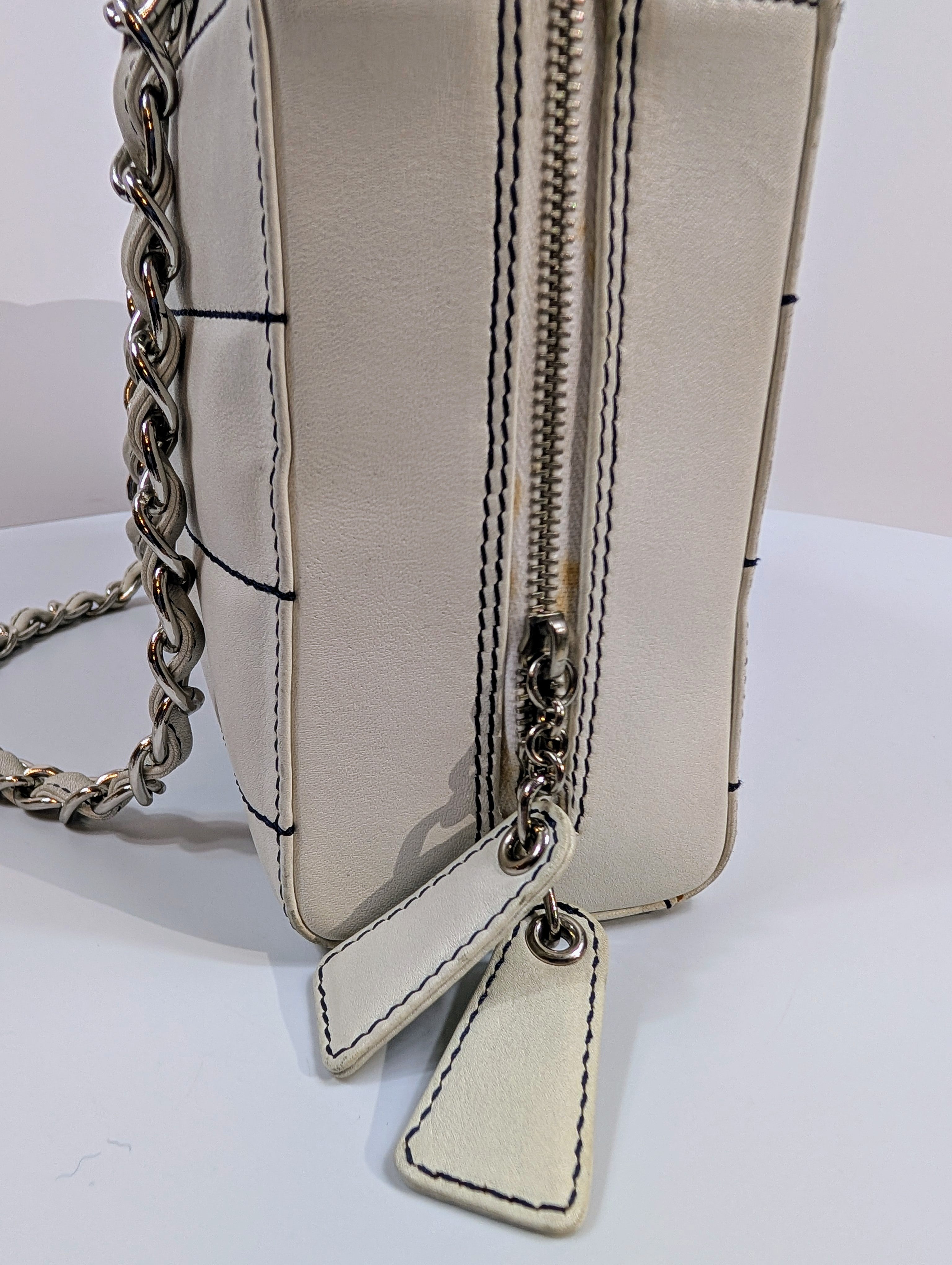 Chanel Vintage White Chocolate Bar/Camera Shoulder Bag