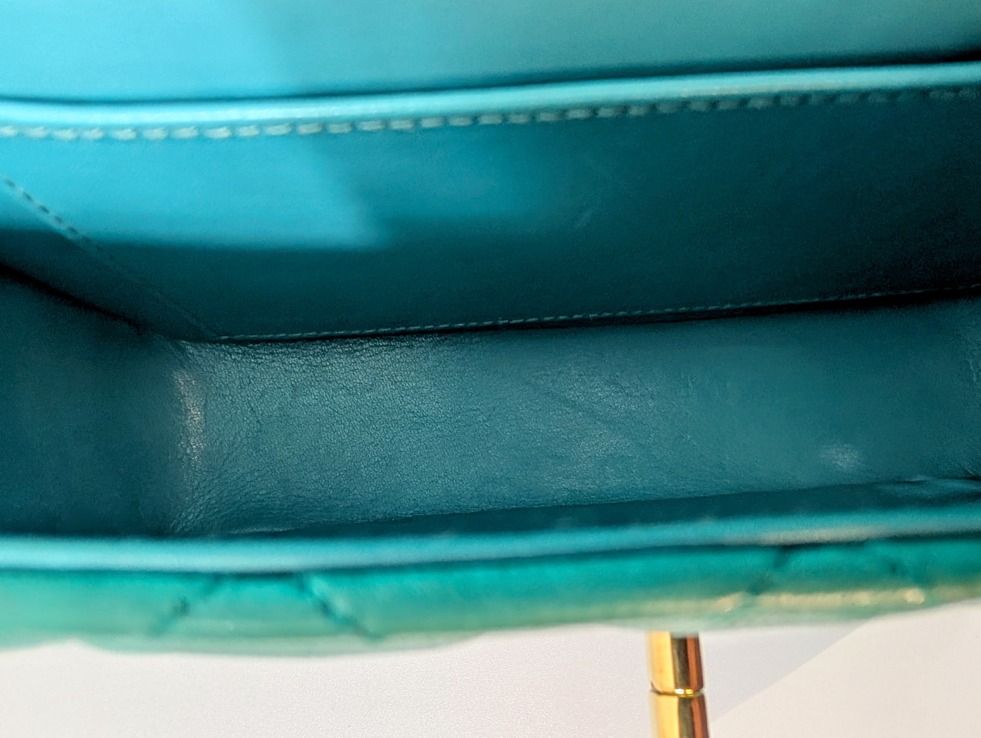 Chanel Vintage Teal Mini Rectangular Flap Bag