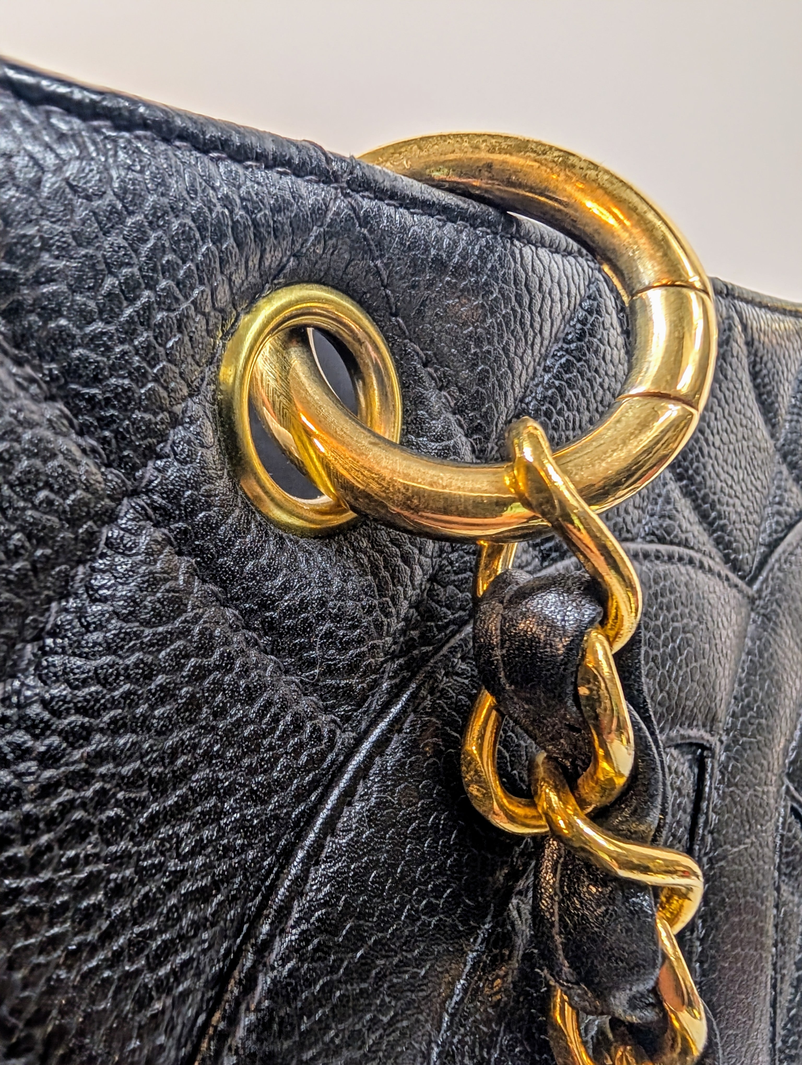 Chanel Vintage Black Quilted Caviar Grand Shopping Tote (GST), 24K gold plated