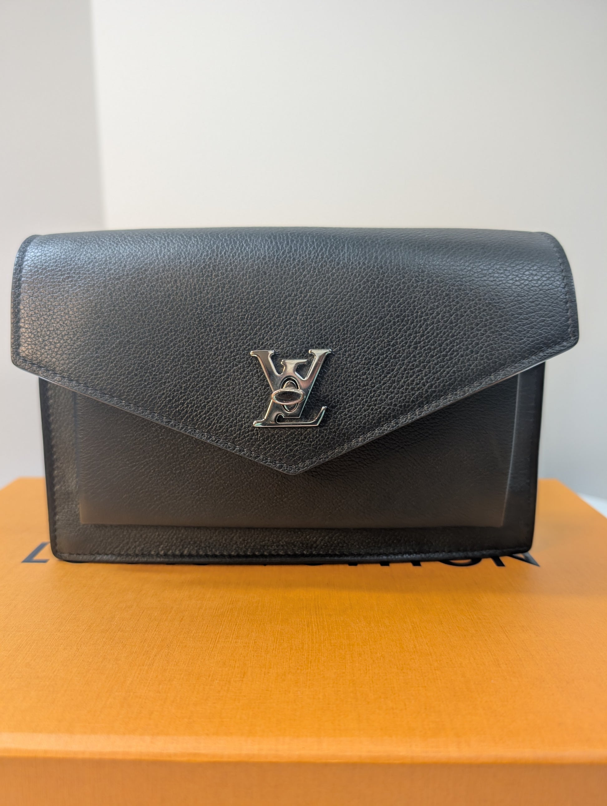 Louis Vuitton Black Grained Leather Twist Wallet on Chain (WOC)