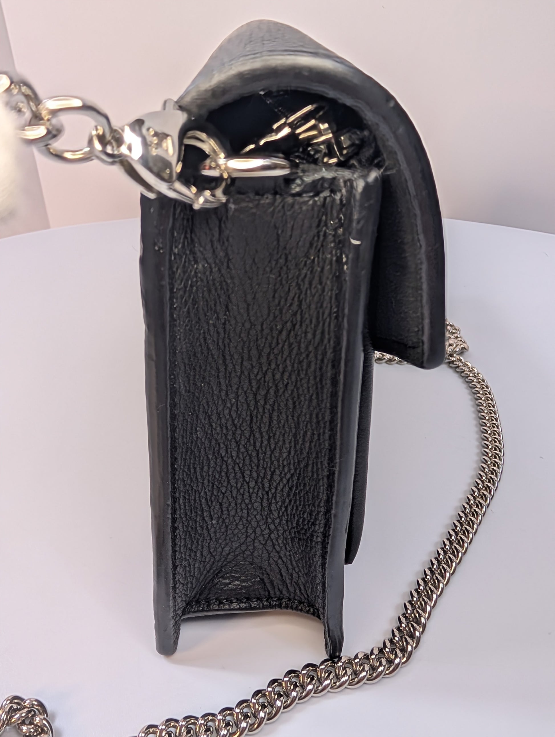 Louis Vuitton Black Grained Leather Twist Wallet on Chain (WOC)