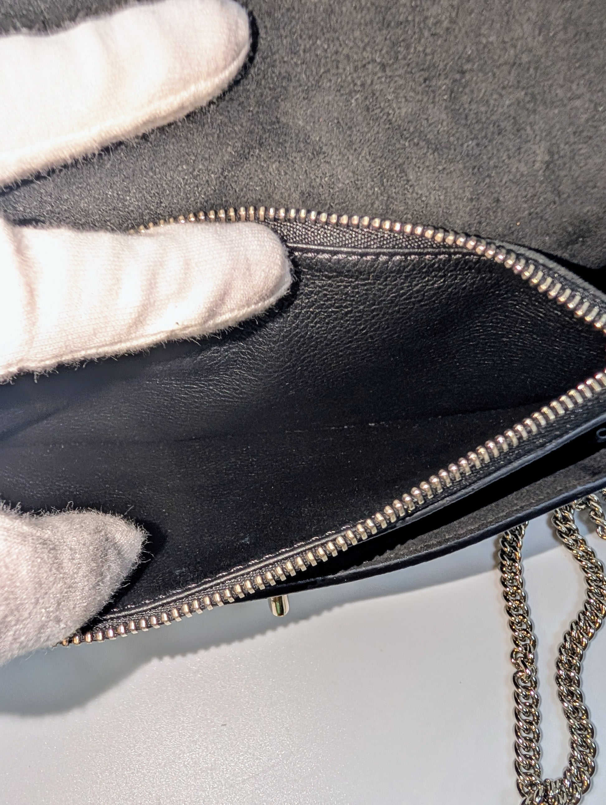 Louis Vuitton Black Grained Leather Twist Wallet on Chain (WOC)