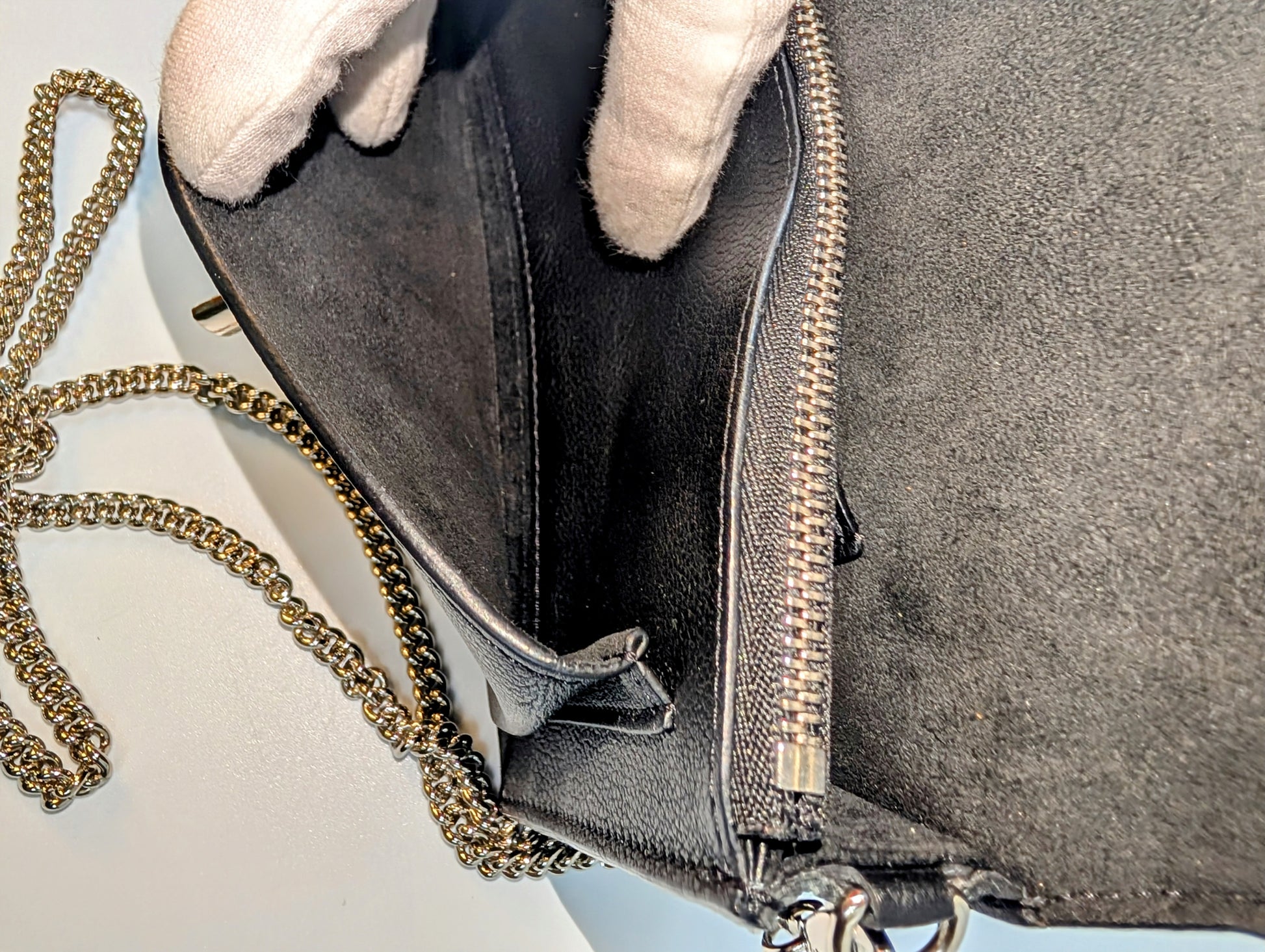 Louis Vuitton Black Grained Leather Twist Wallet on Chain (WOC)