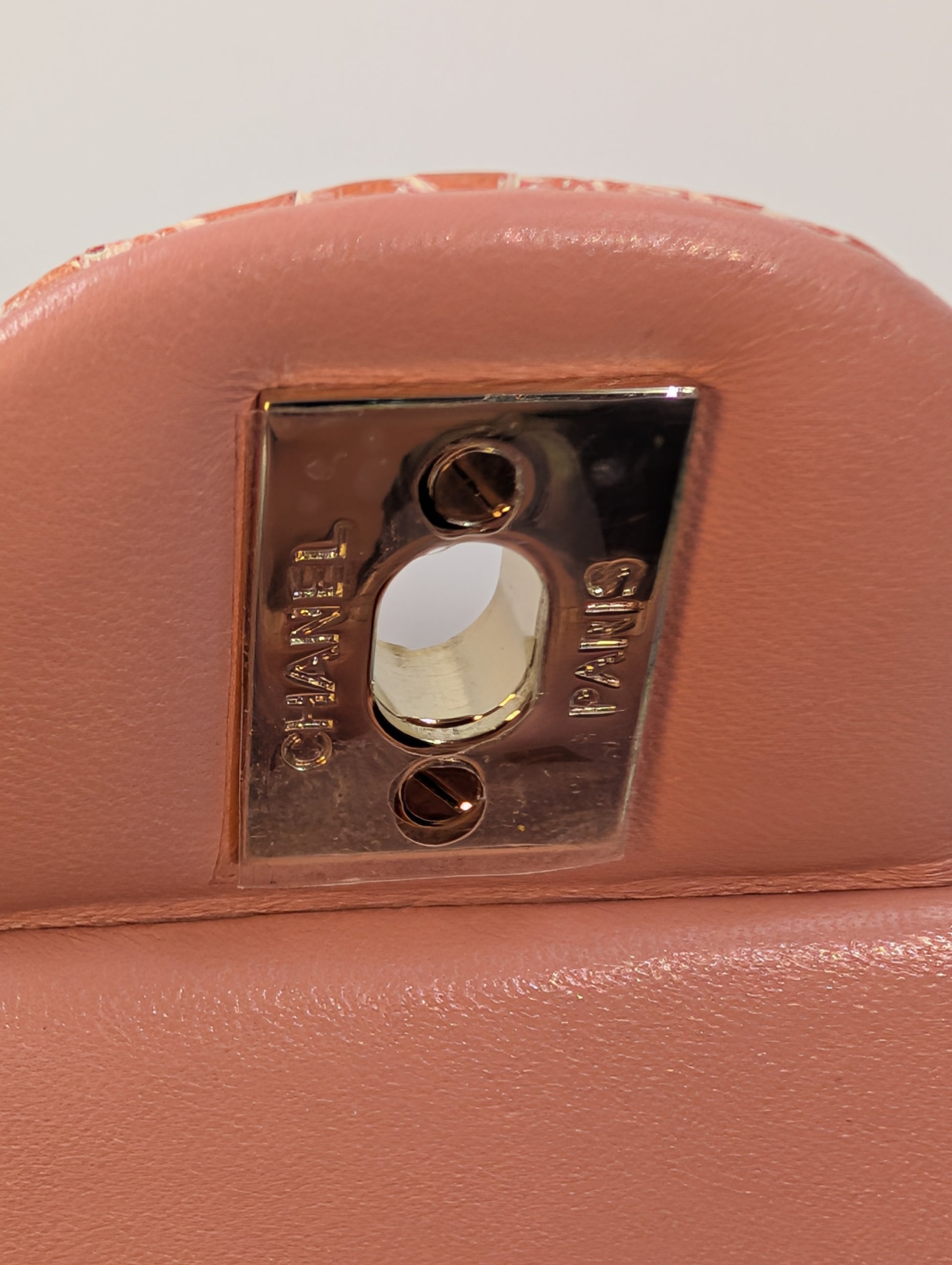 Chanel Rare Salmon Pink Mini Rectangular Classic Flap Bag in Python Leather