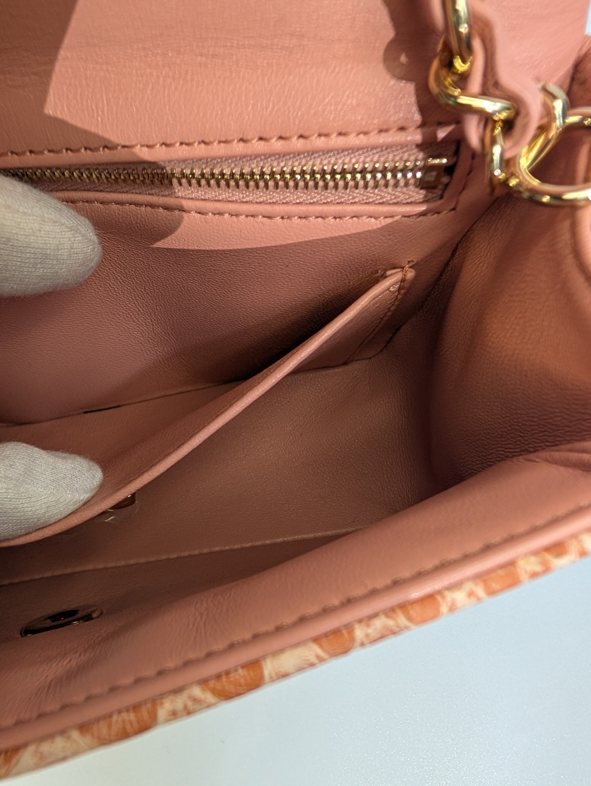 Chanel Rare Salmon Pink Mini Rectangular Classic Flap Bag in Python Leather