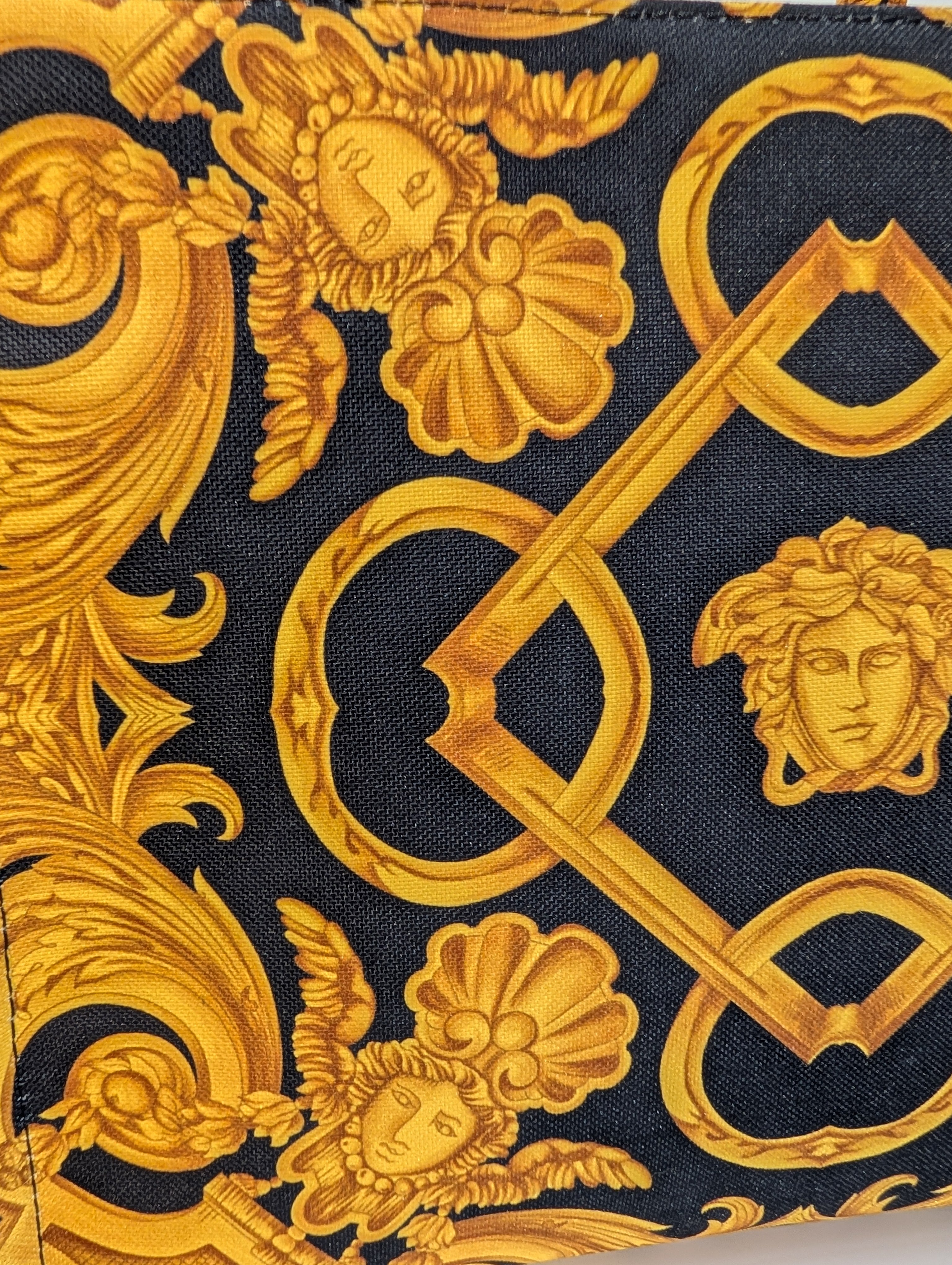 Versace Medusa Black Gold Canvas Small Tote Greca Shoulder Strap Bag