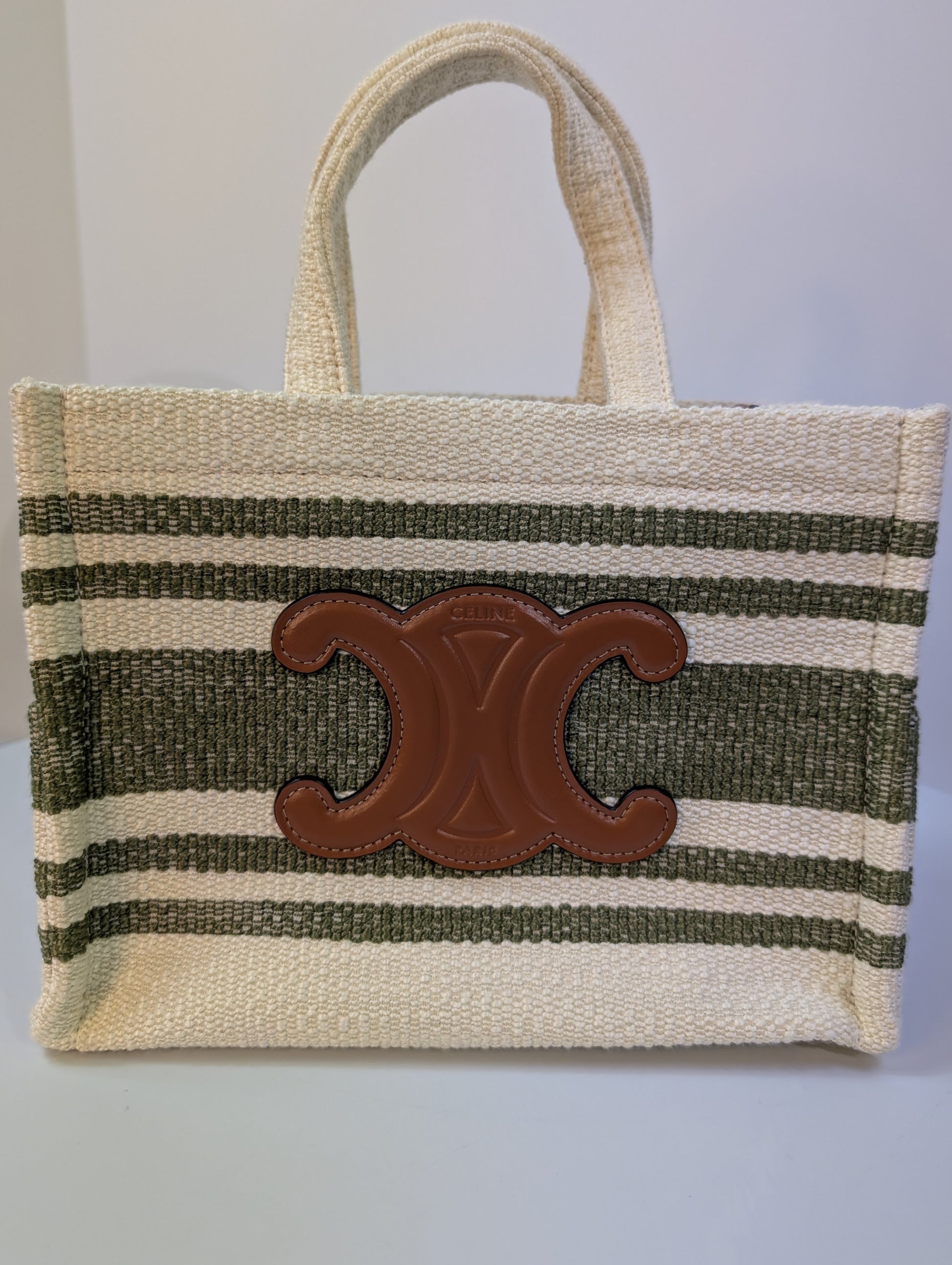 Celine Green Vertical Cabas Triomphe Tote Bag