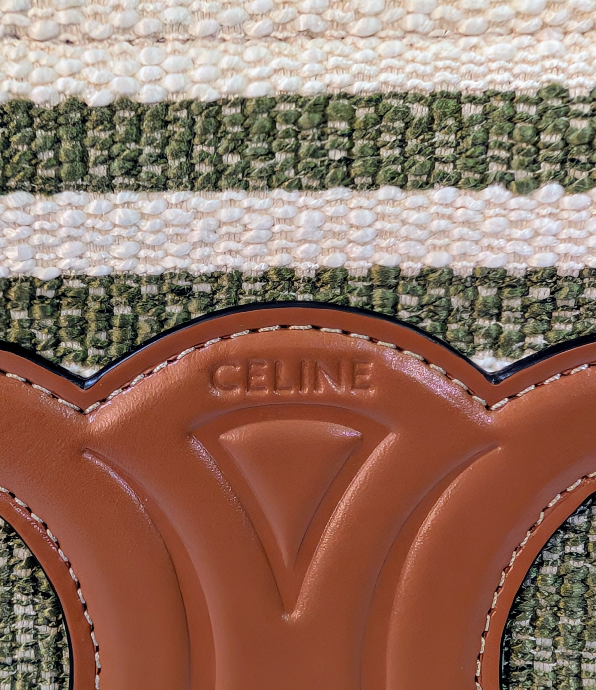 Celine Green Vertical Cabas Triomphe Tote Bag