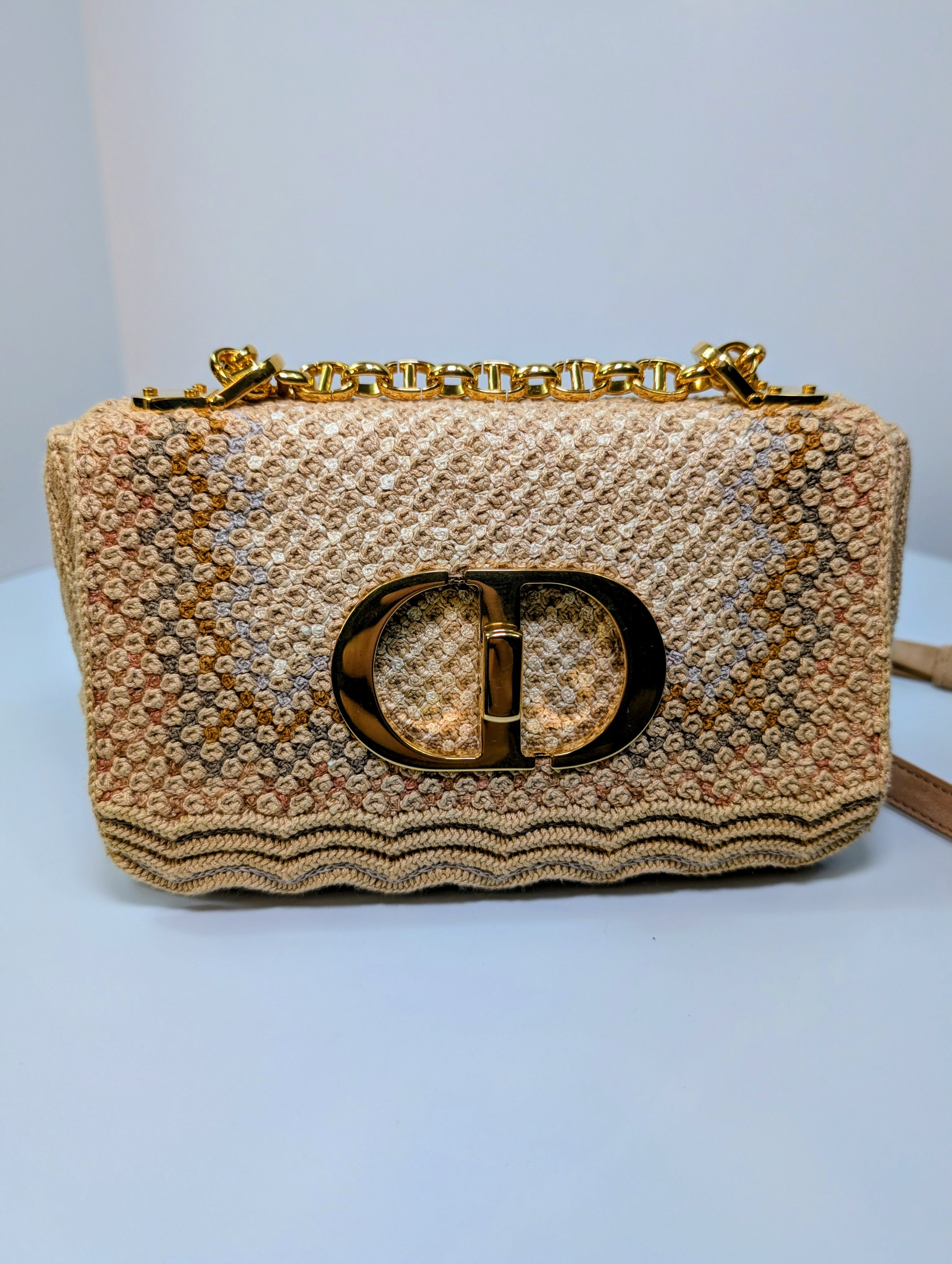 Dior Multicolor Caro Crossbody Woven Raffia Bag