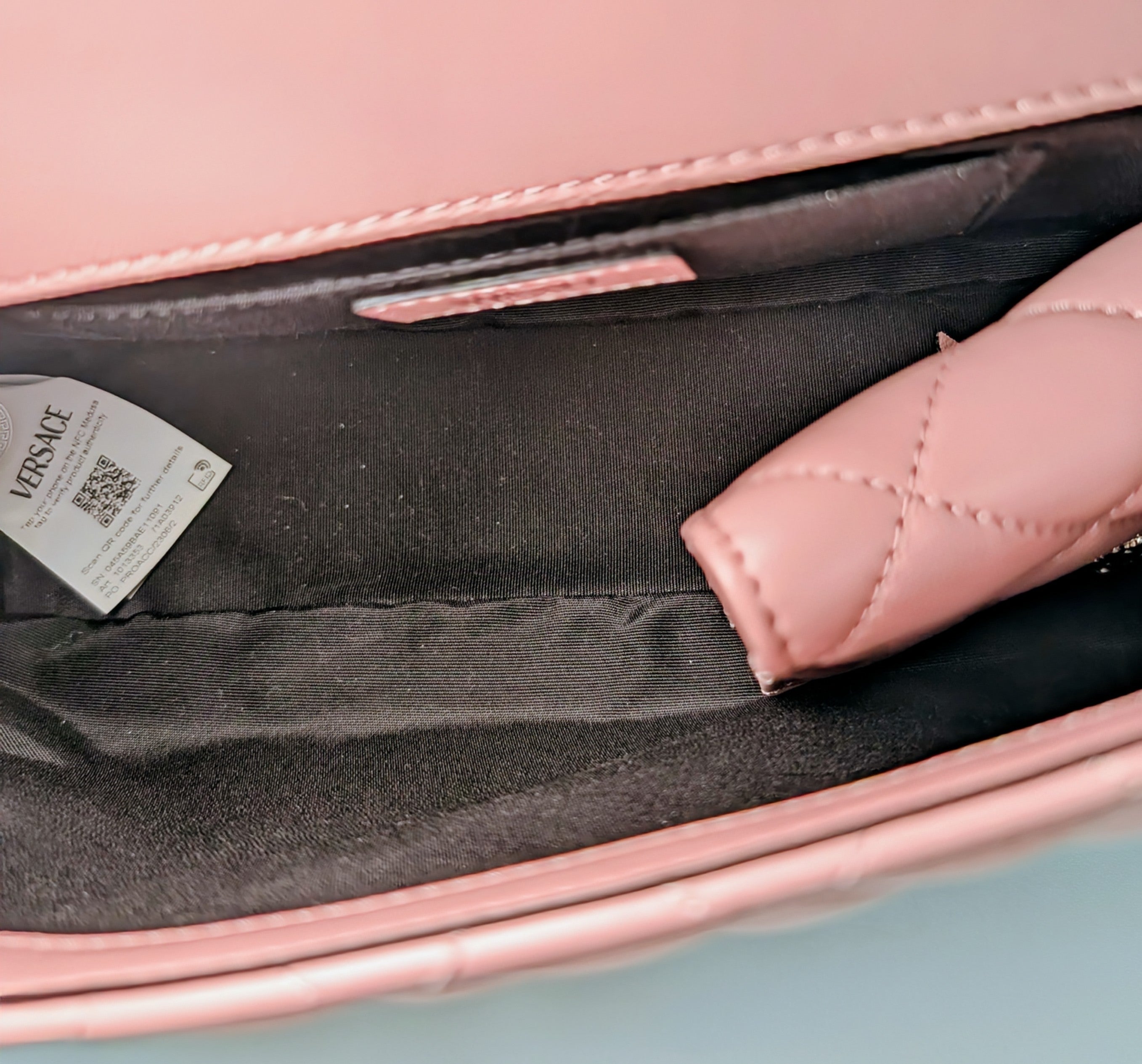 Versace Light Pink Medusa Quilted Lambskin Shoulder Bag and Matching Wallet
