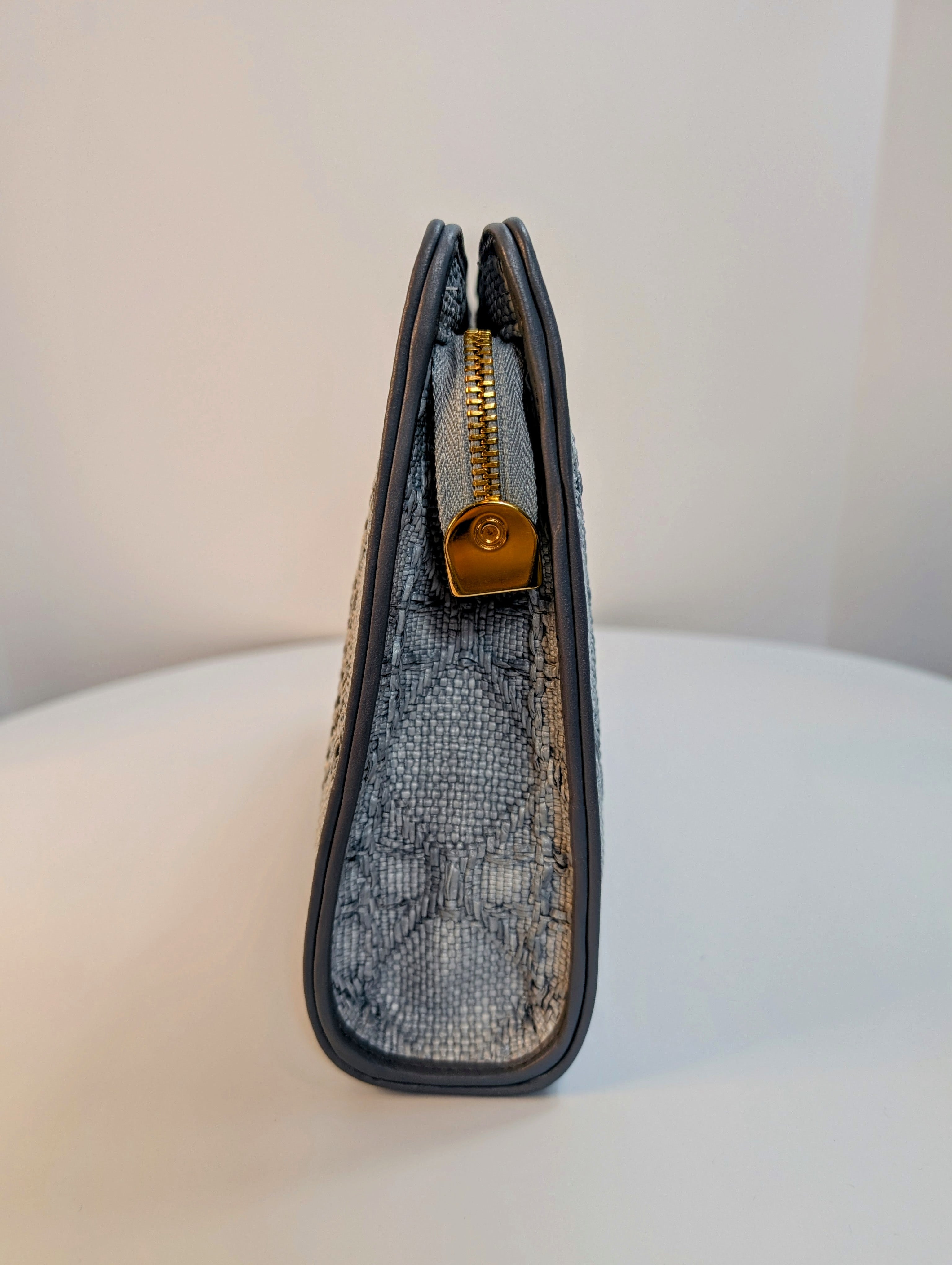 Christian Dior Raffia Cannage Caro Zipped Wristlet