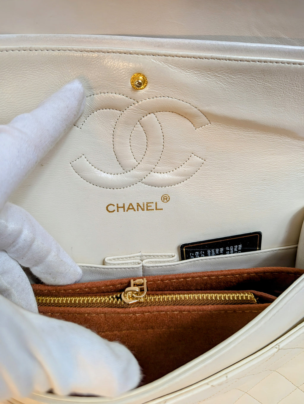 Chanel Rare Vintage White Medium Quilted Lambskin Classic Double Flap Bag with 24k Gold Hardware Series 1 (1989-1991)