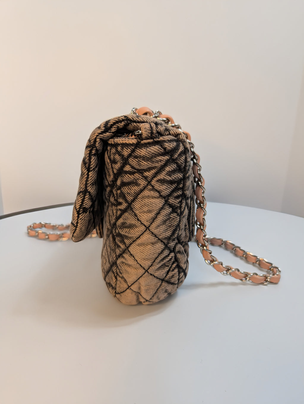 Chanel Peach Acid-Washed Denim Classic Medium Flap Bag