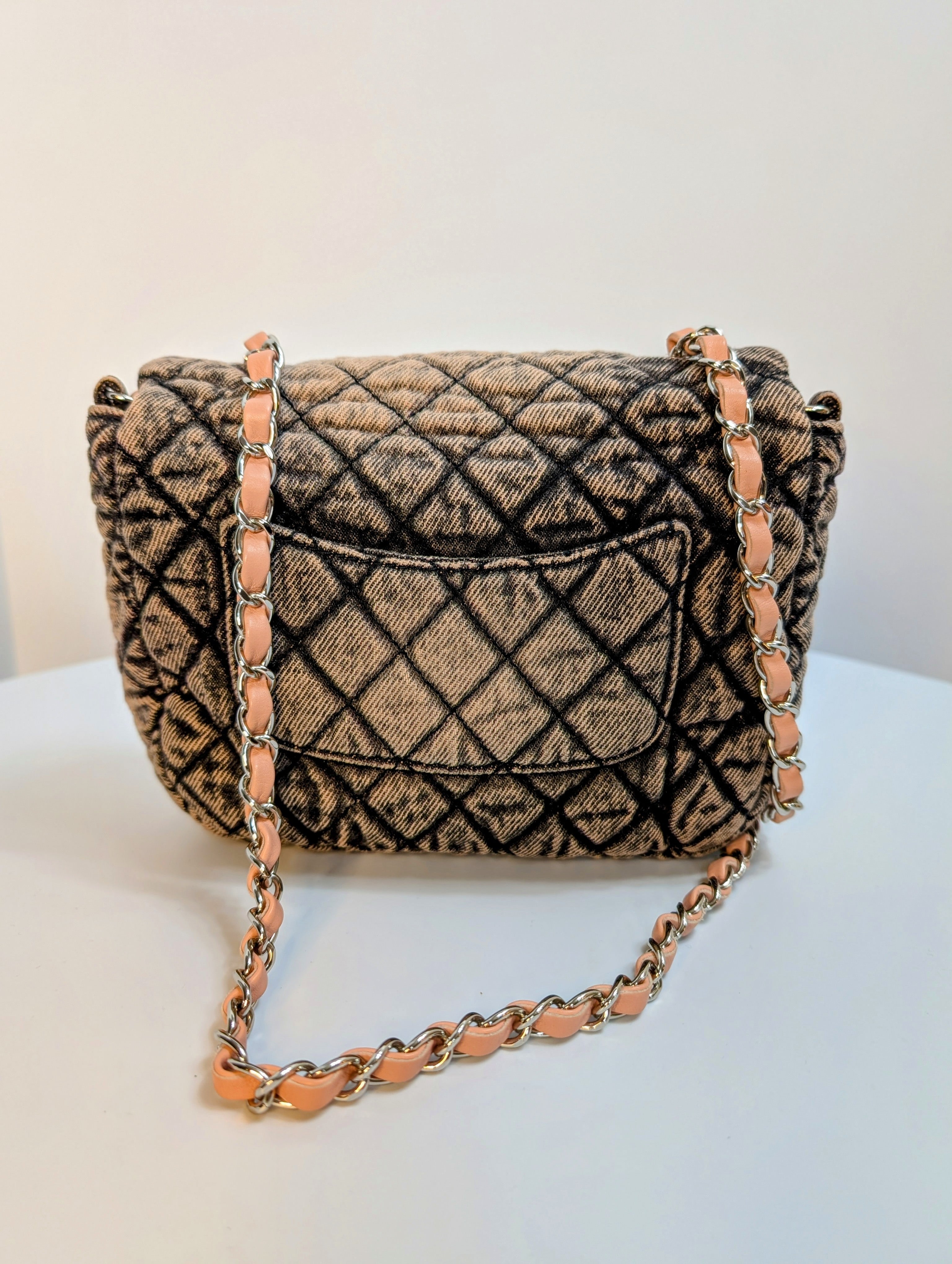 Chanel Peach Acid-Washed Denim Classic Medium Flap Bag