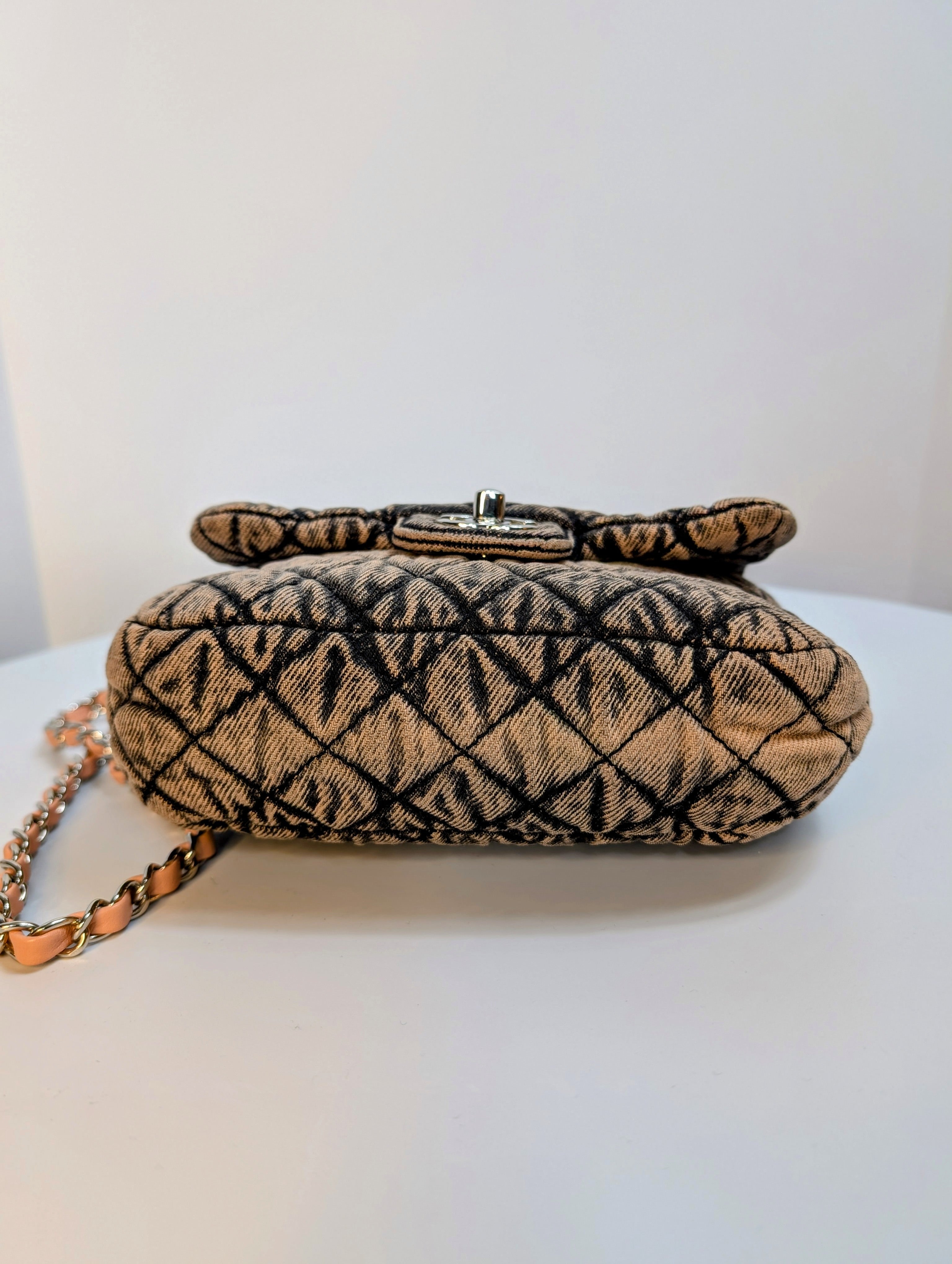 Chanel Peach Acid-Washed Denim Classic Medium Flap Bag