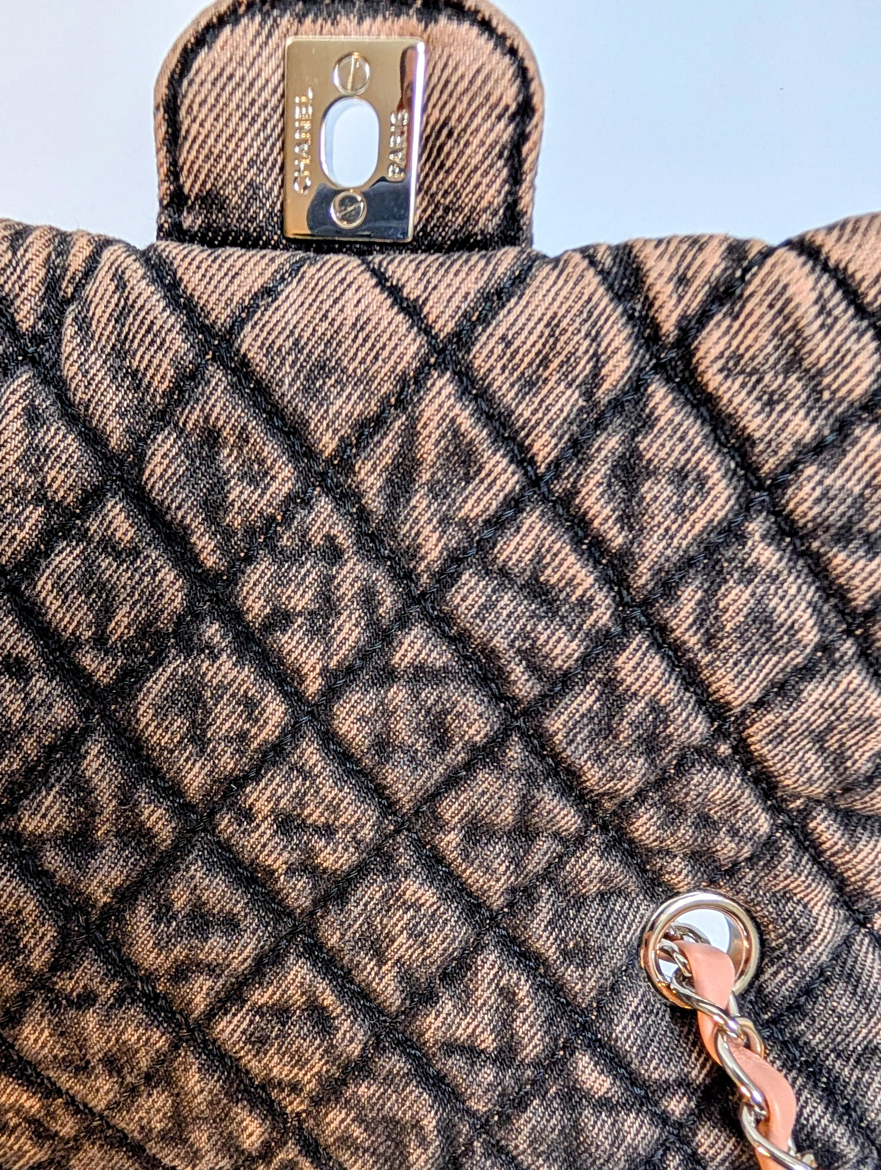 Chanel Peach Acid-Washed Denim Classic Medium Flap Bag