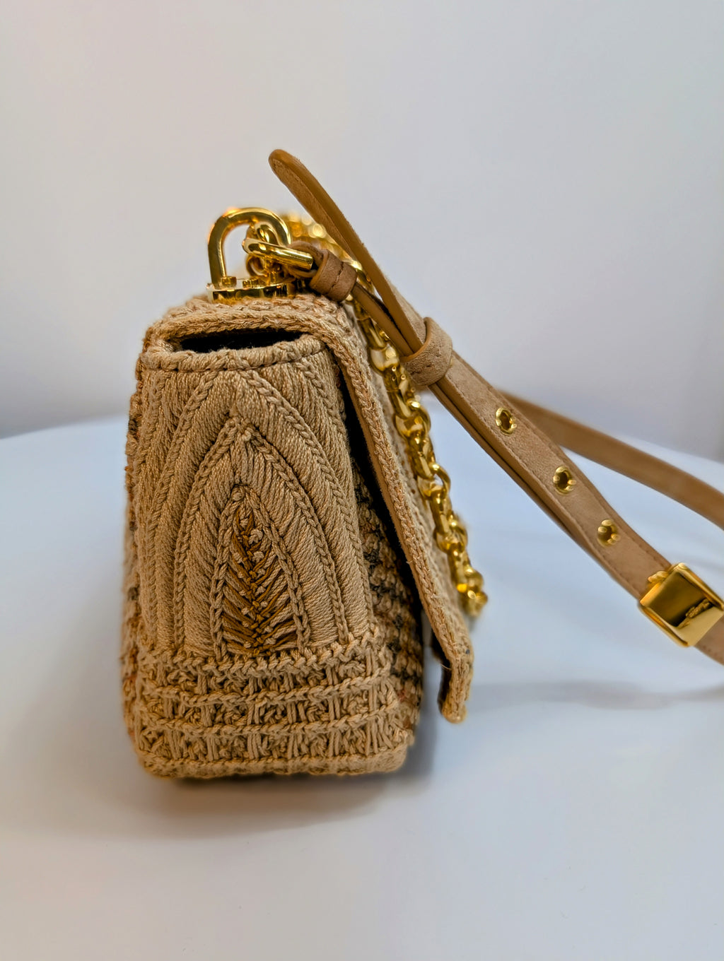 Dior Multicolor Caro Crossbody Woven Raffia Bag