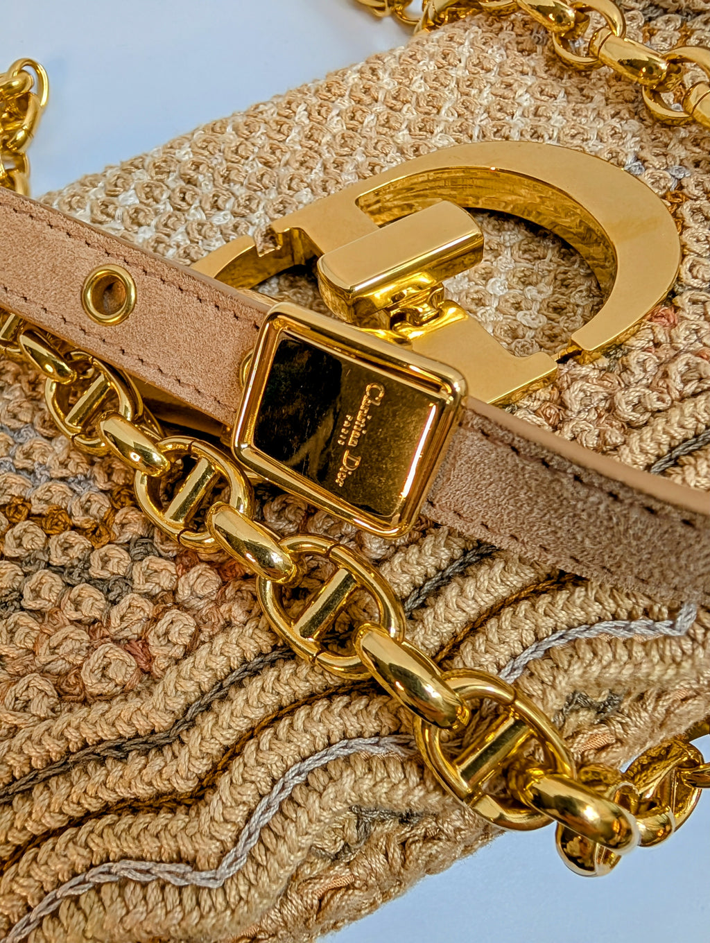 Dior Multicolor Caro Crossbody Woven Raffia Bag