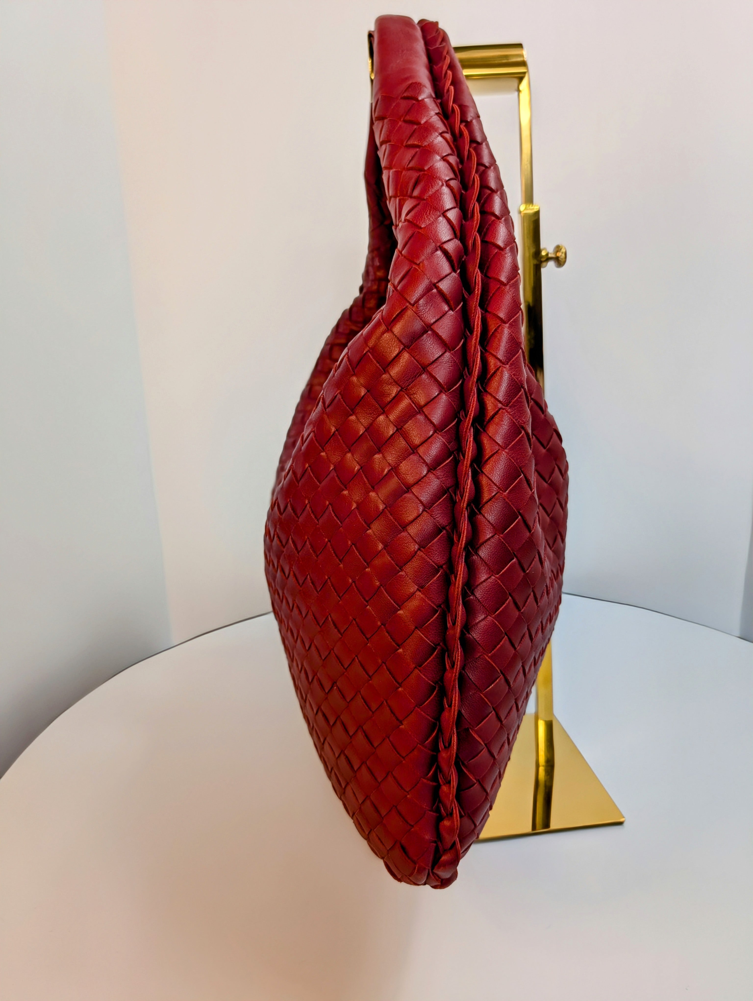 Bottega Veneta Red Napa Leather Hobo Campana Bag