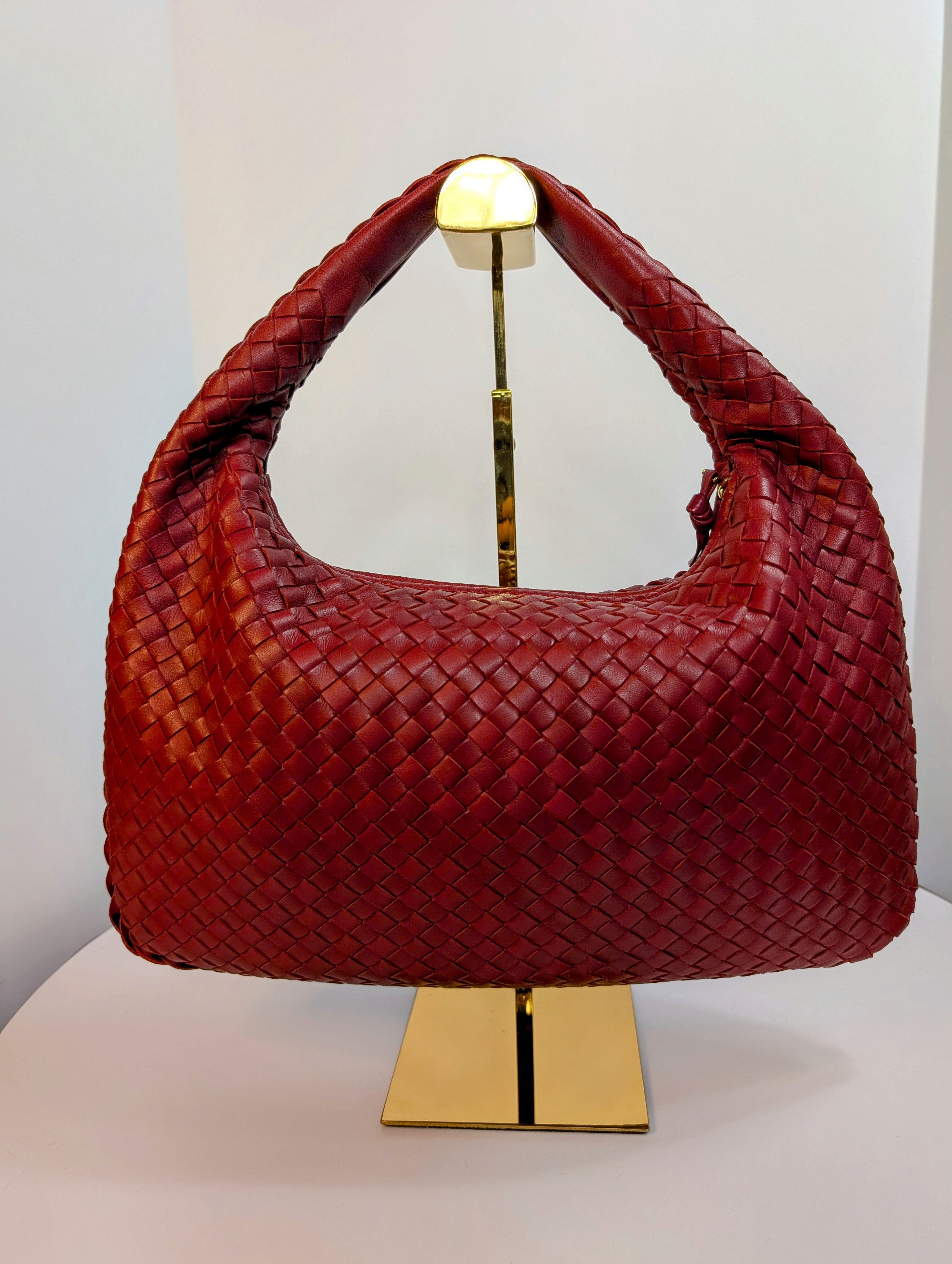 Bottega Veneta Red Napa Leather Hobo Campana Bag